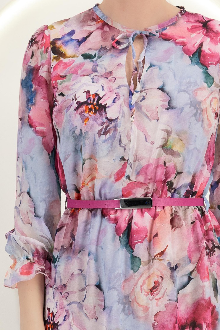 Pink ruha - StarShinerS harang alakú gumirozott derékrésszel midi viszkóz 4 - StarShinerS.hu