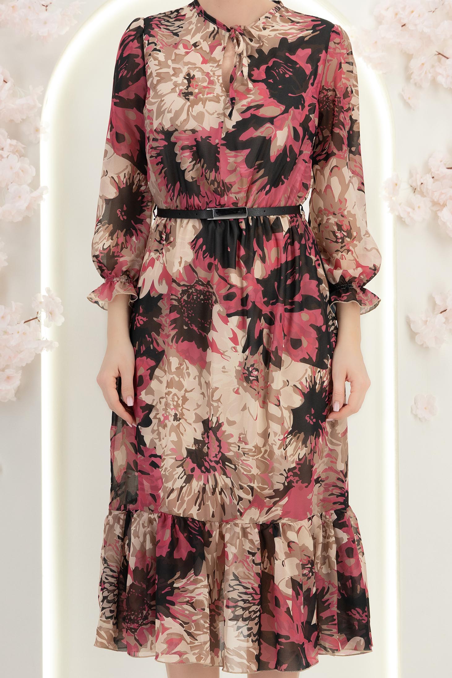 StarShinerS šaty zapínání v pase na gumu přes koleno viscoza 5 - StarShinerS.cz