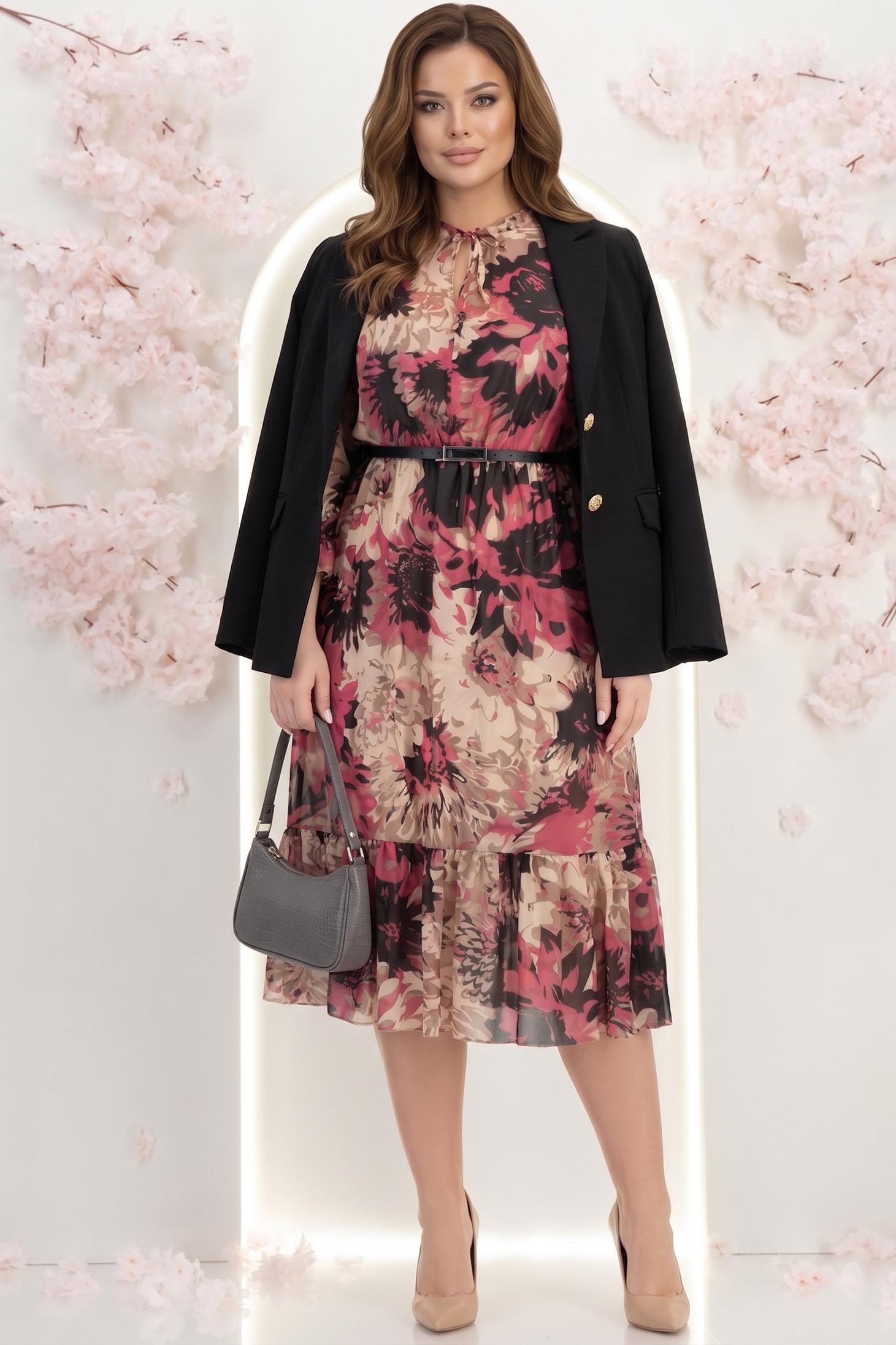 Rochie zmeura midi in clos cu elastic in talie si curea detasabila - StarShinerS 2 - StarShinerS.ro
