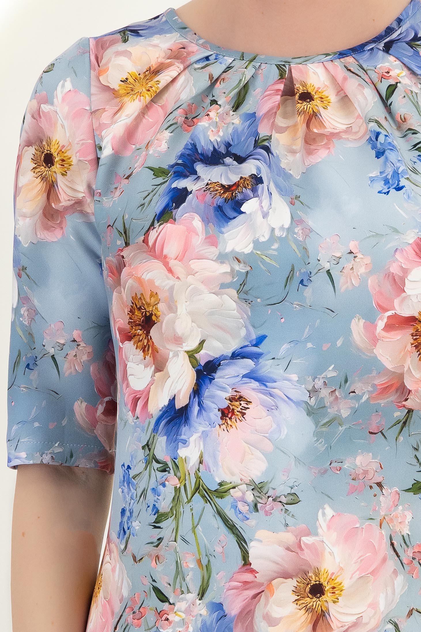 Kék ruha - StarShinerS rövid egyenes rugalmas szövet 4 - StarShinerS.hu