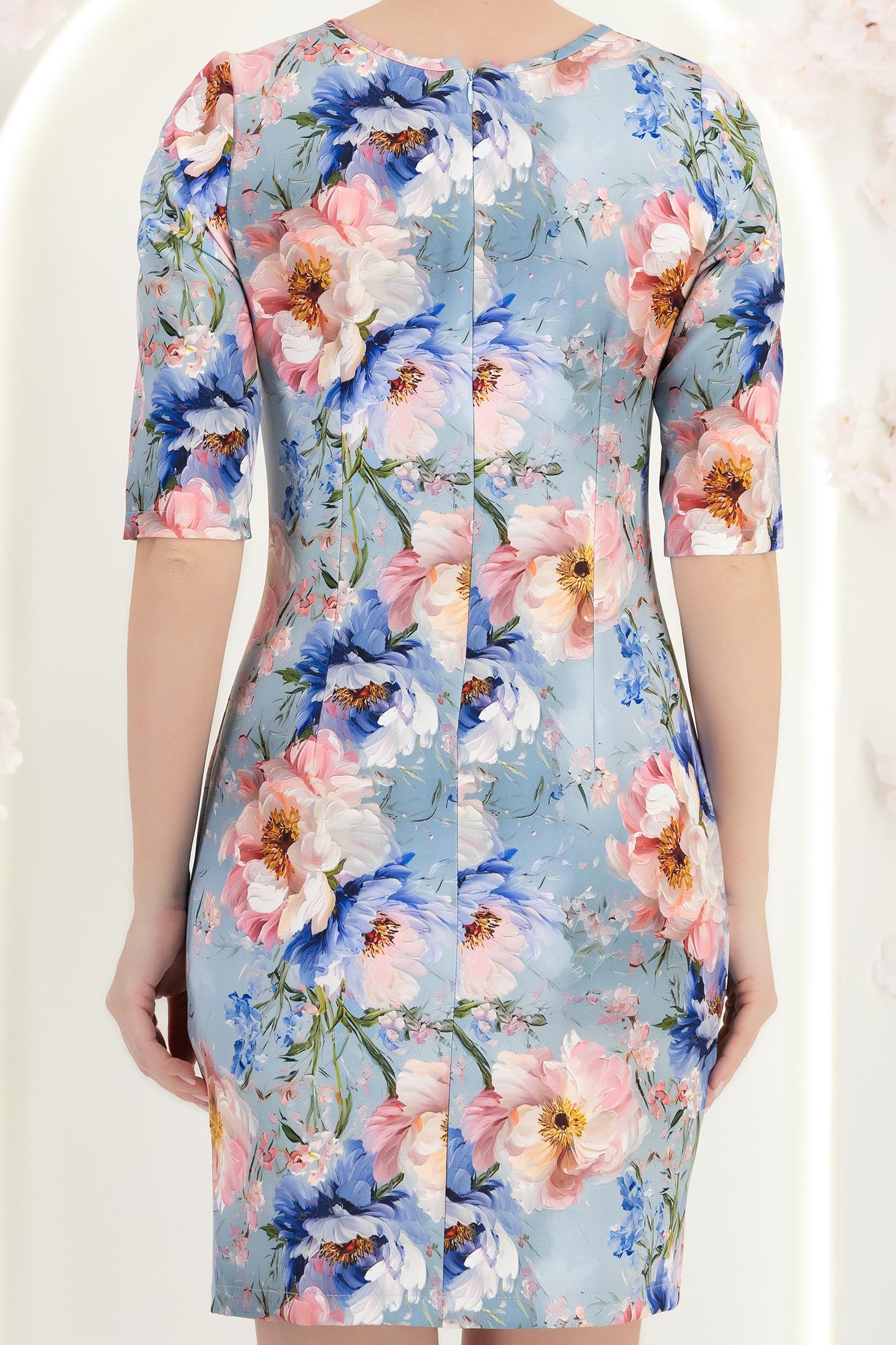 Kék ruha - StarShinerS rövid egyenes rugalmas szövet 6 - StarShinerS.hu