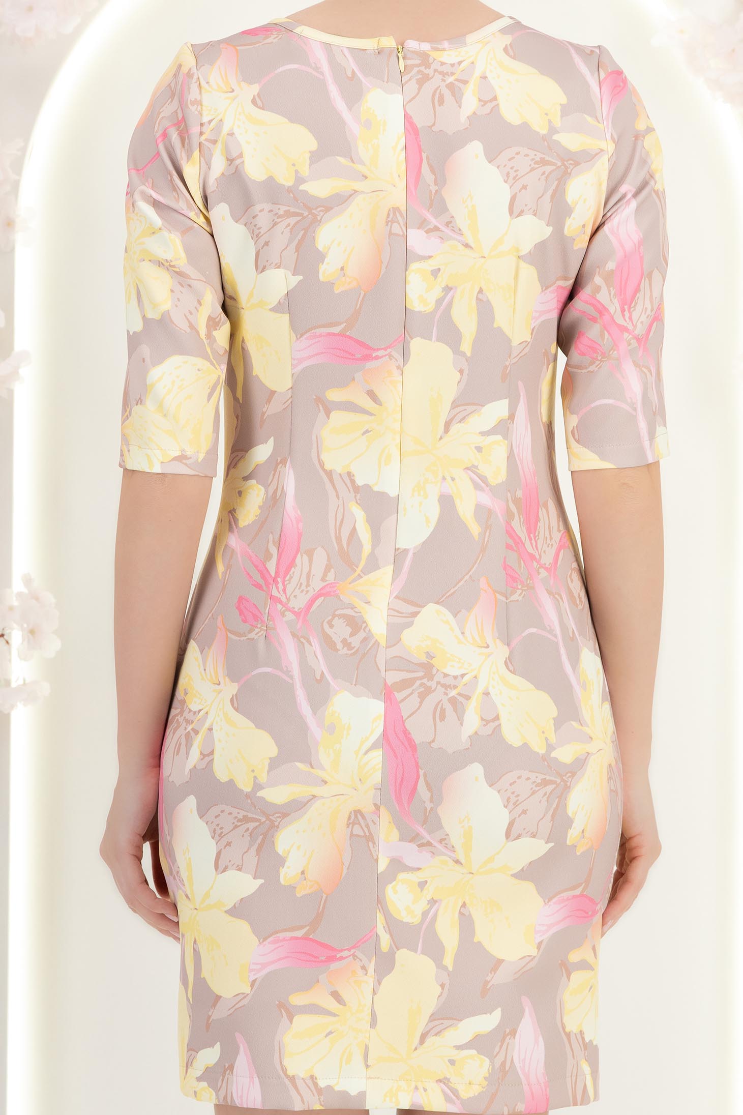 Sárga ruha - StarShinerS rövid egyenes rugalmas szövet 6 - StarShinerS.hu