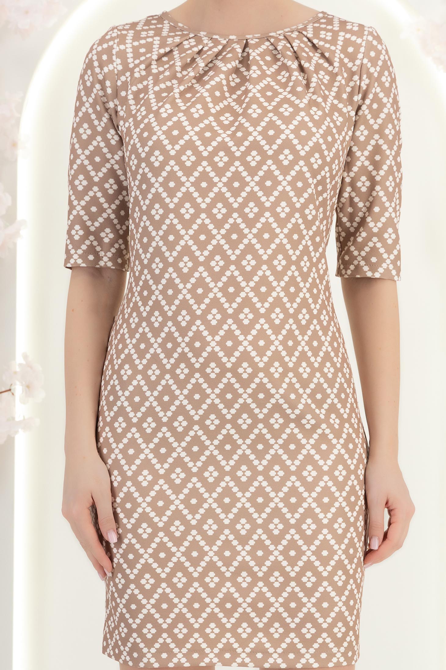 StarShinerS bež haljina kratak ravno tkanine 5 - StarShinerS.hr