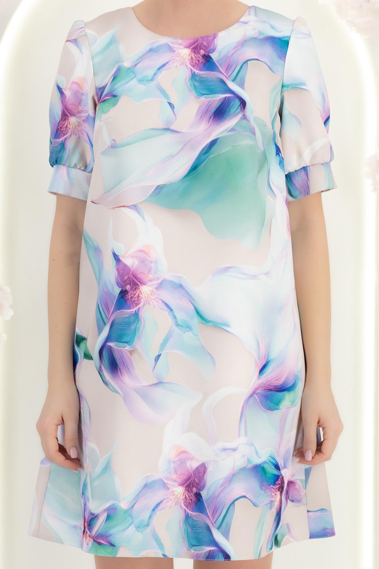 Rochie din stofa lila scurta cu un croi larg si maneci bufante - StarShinerS 5 - StarShinerS.ro