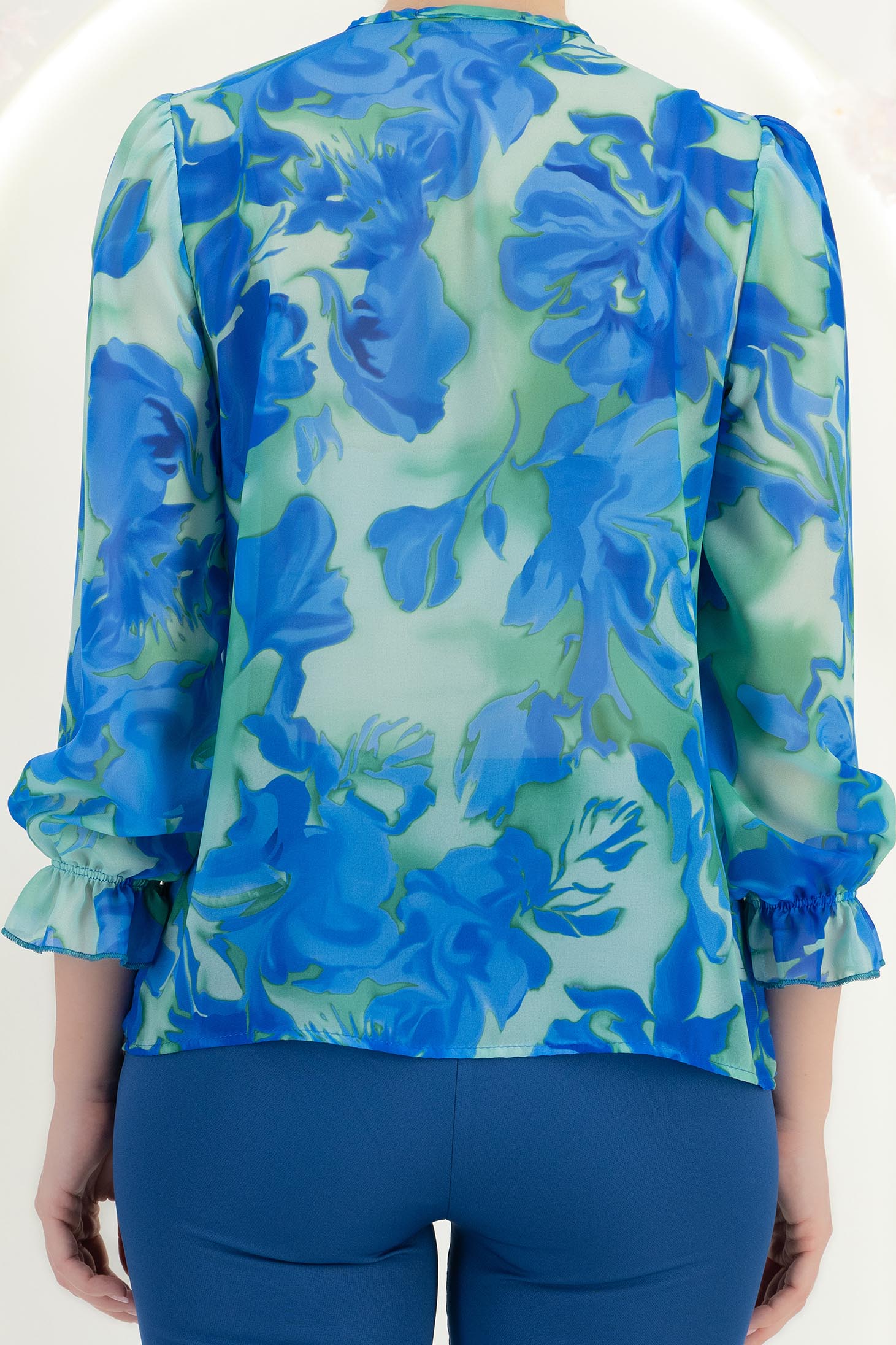 Bluza din viscoza albastra cu croi larg si volanase la maneca - StarShinerS 5 - StarShinerS.ro