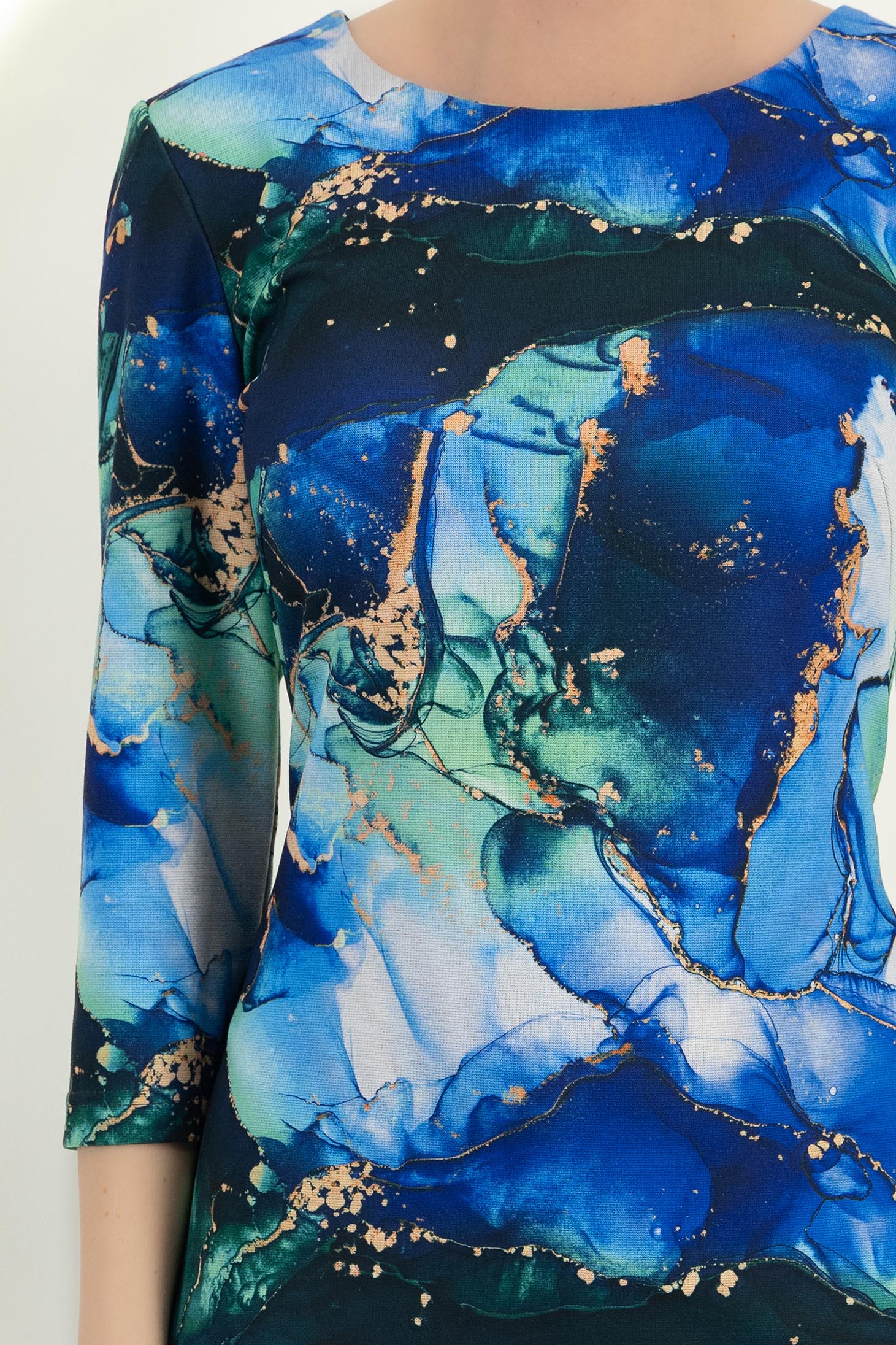 Kék szövetruha, rövid, egyenes szabású, mintás - StarShinerS 4 - StarShinerS.hu