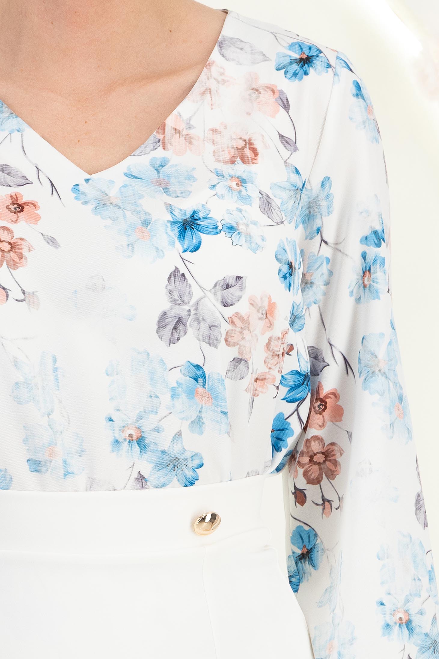 Bluza dama din viscoza albastru-deschis imprimata cu un croi larg si maneci bufante - StarShinerS 4 - StarShinerS.ro