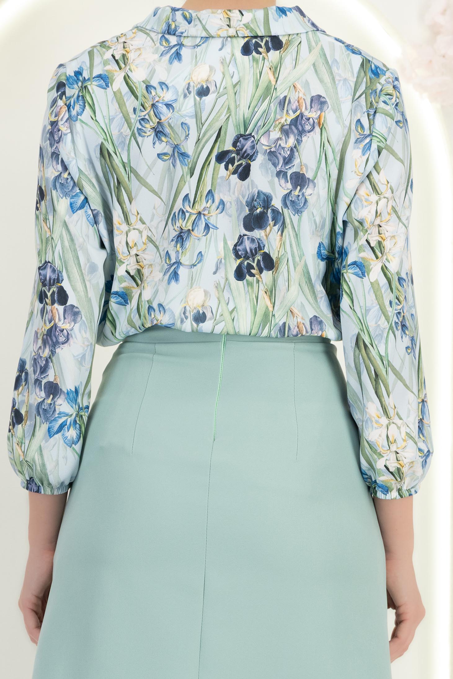 Bluza dama din viscoza mint cu un croi larg si guler tip cravata - StarShinerS 6 - StarShinerS.ro