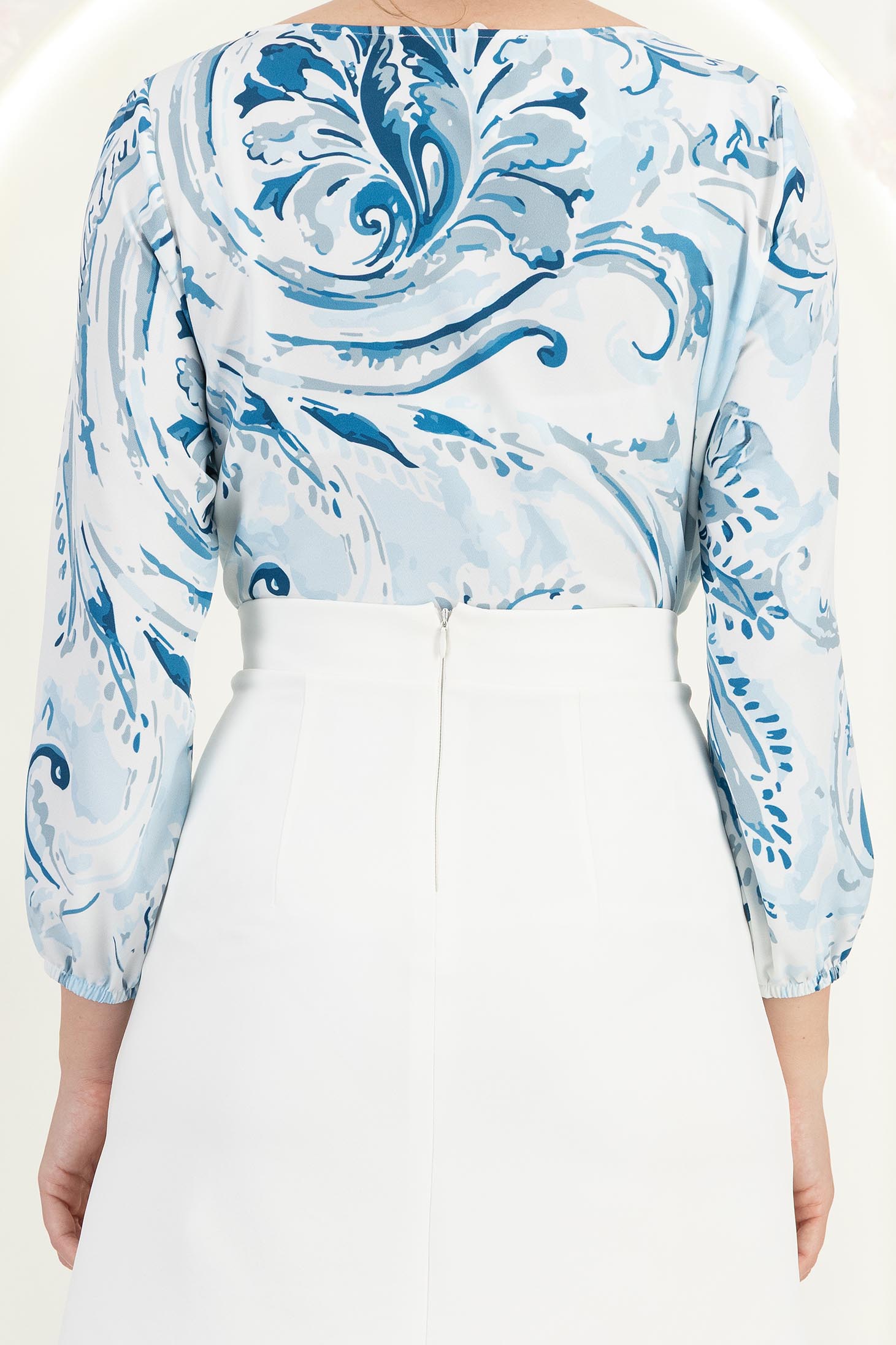 Bluza dama din  viscoza albastra-deschis cu croi larg si maneci bufante - StarShinerS 7 - StarShinerS.ro