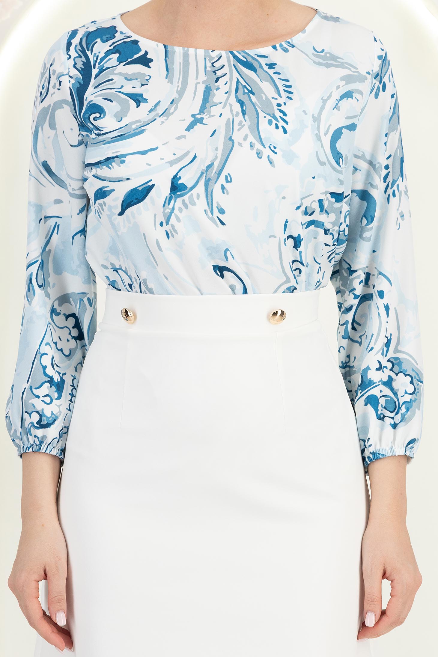 Bluza dama din  viscoza albastra-deschis cu croi larg si maneci bufante - StarShinerS 6 - StarShinerS.ro