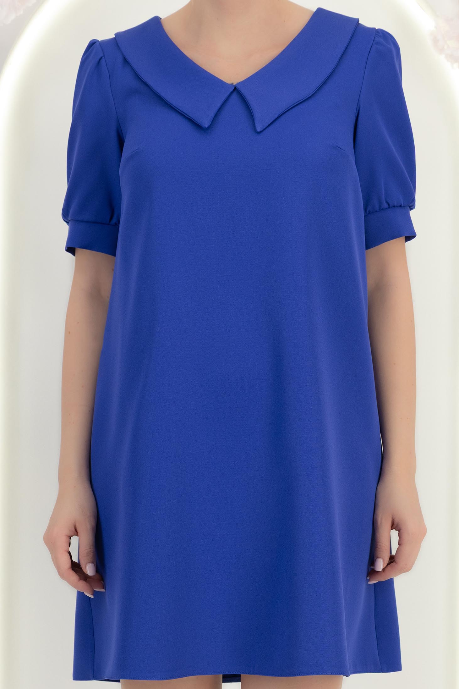 Rochie din stofa albastra scurta cu croi larg si guler - StarShinerS 5 - StarShinerS.ro