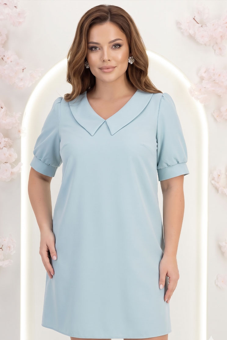 Rochie din stofa mint scurta cu croi larg si guler- StarShinerS 1 - StarShinerS.ro
