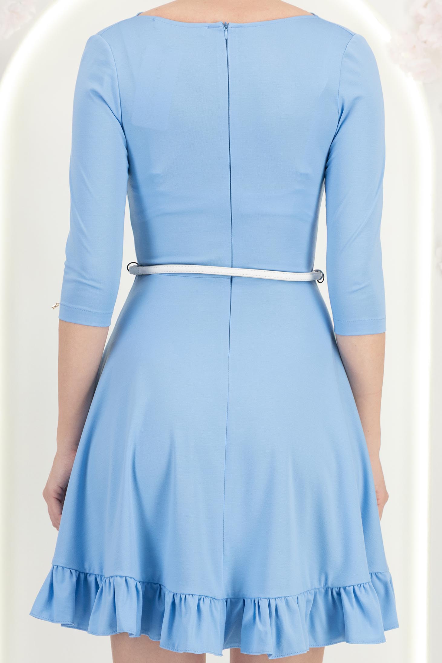 Rochie din jersey albastru deschis scurta in clos cu accesoriu tip curea - StarShinerS 6 - StarShinerS.ro