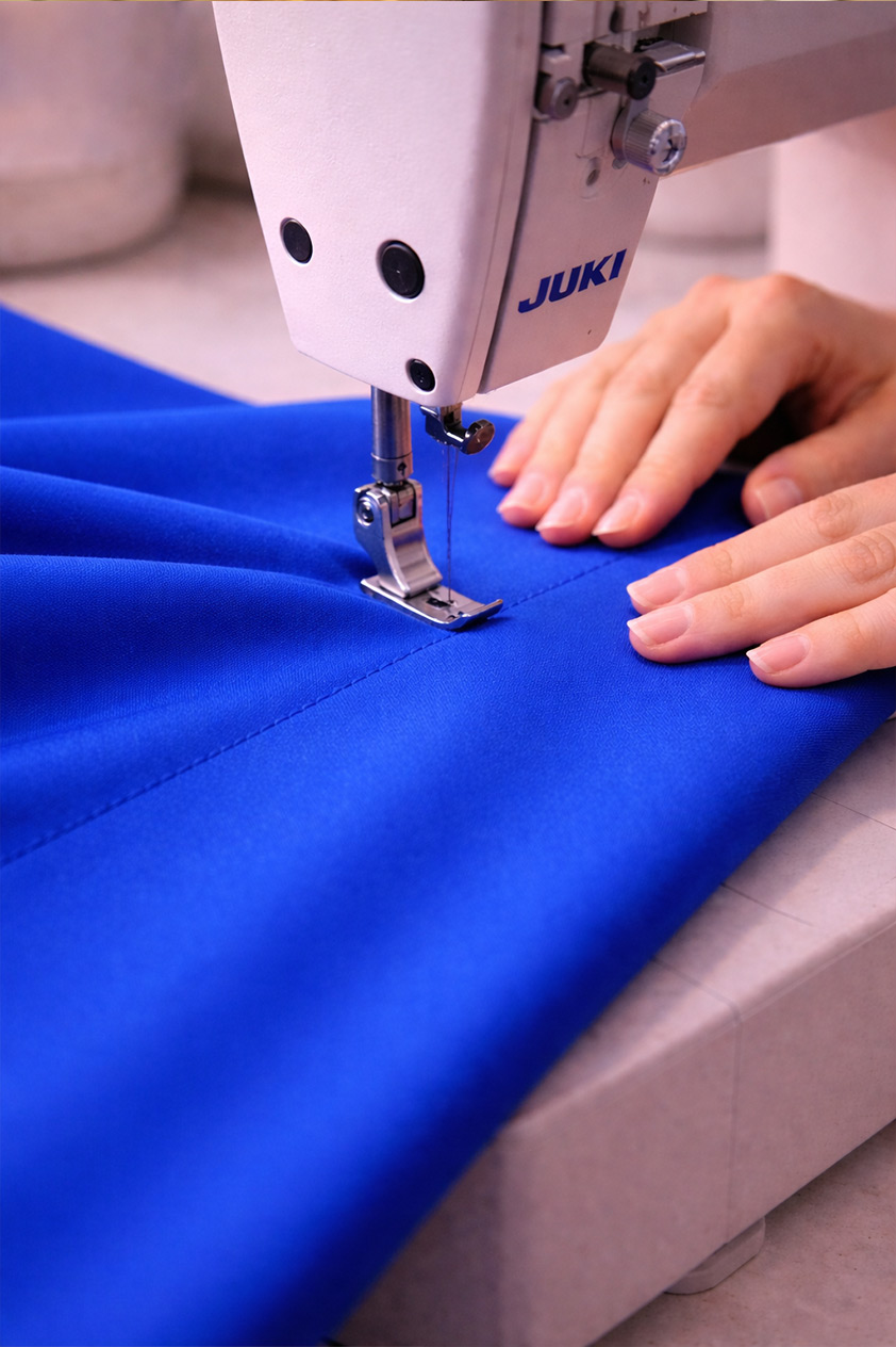 Fusta din stofa albastra scurta cu croi in A si nasturi argintii decorativi - StarShinerS 7 - StarShinerS.ro