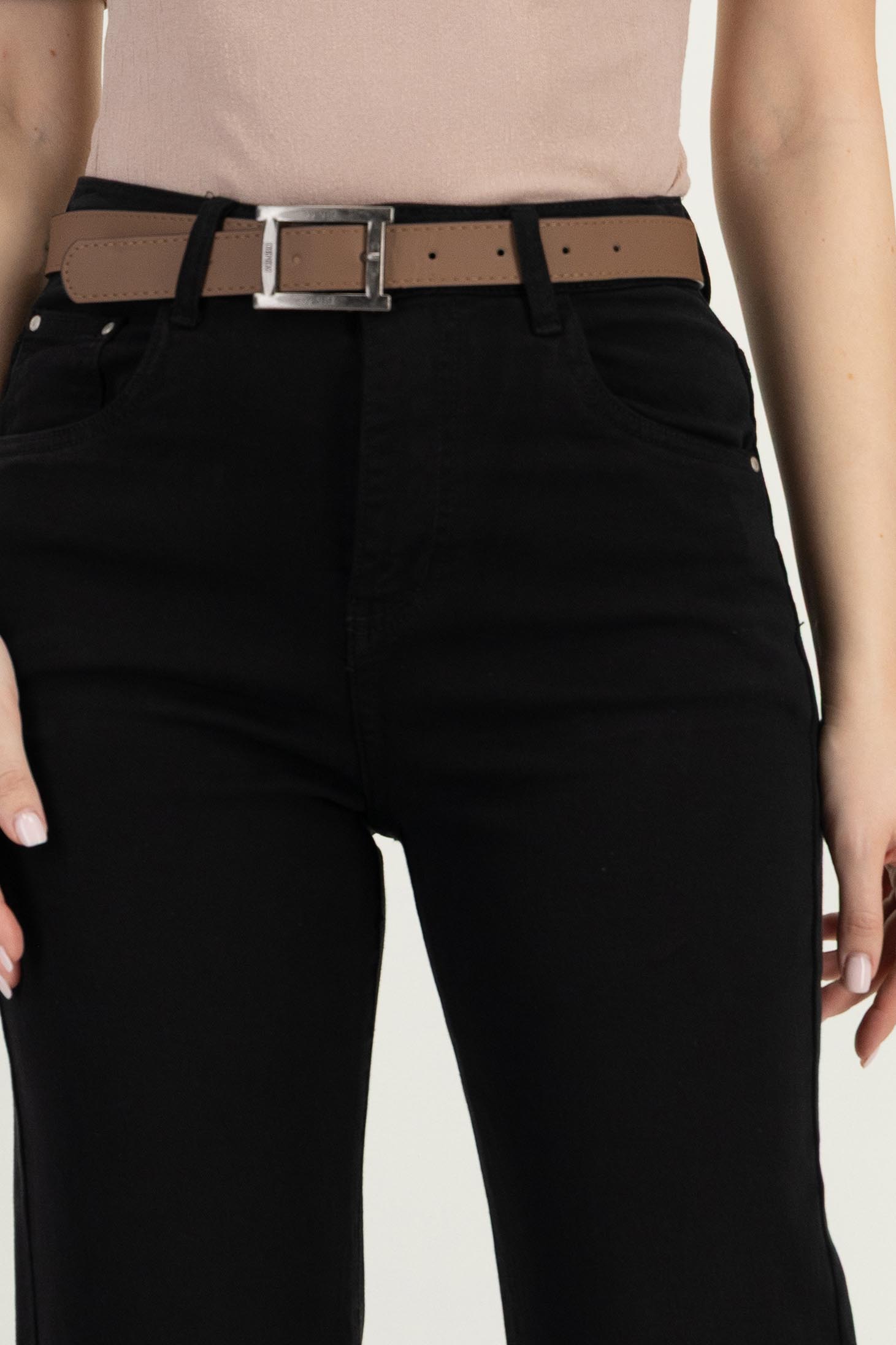 Blugi negri lungi cu croi drept si accesoriu tip curea 6 - StarShinerS.ro