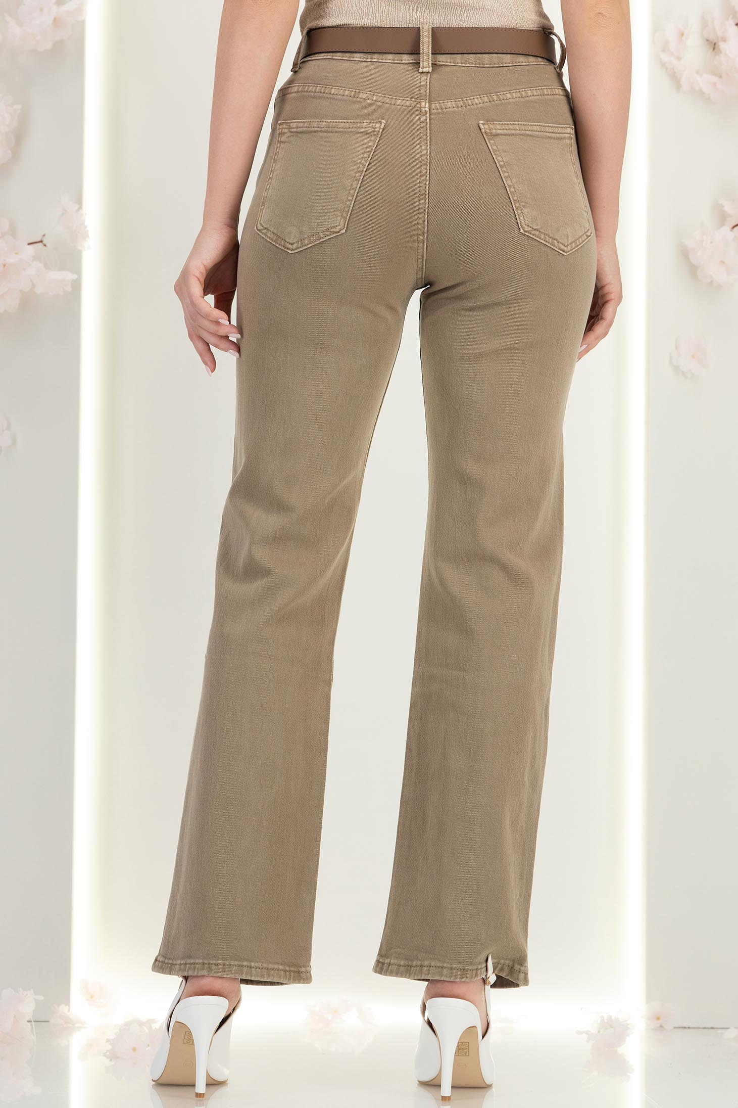 Blugi maro lungi cu croi drept si accesoriu tip curea 5 - StarShinerS.ro