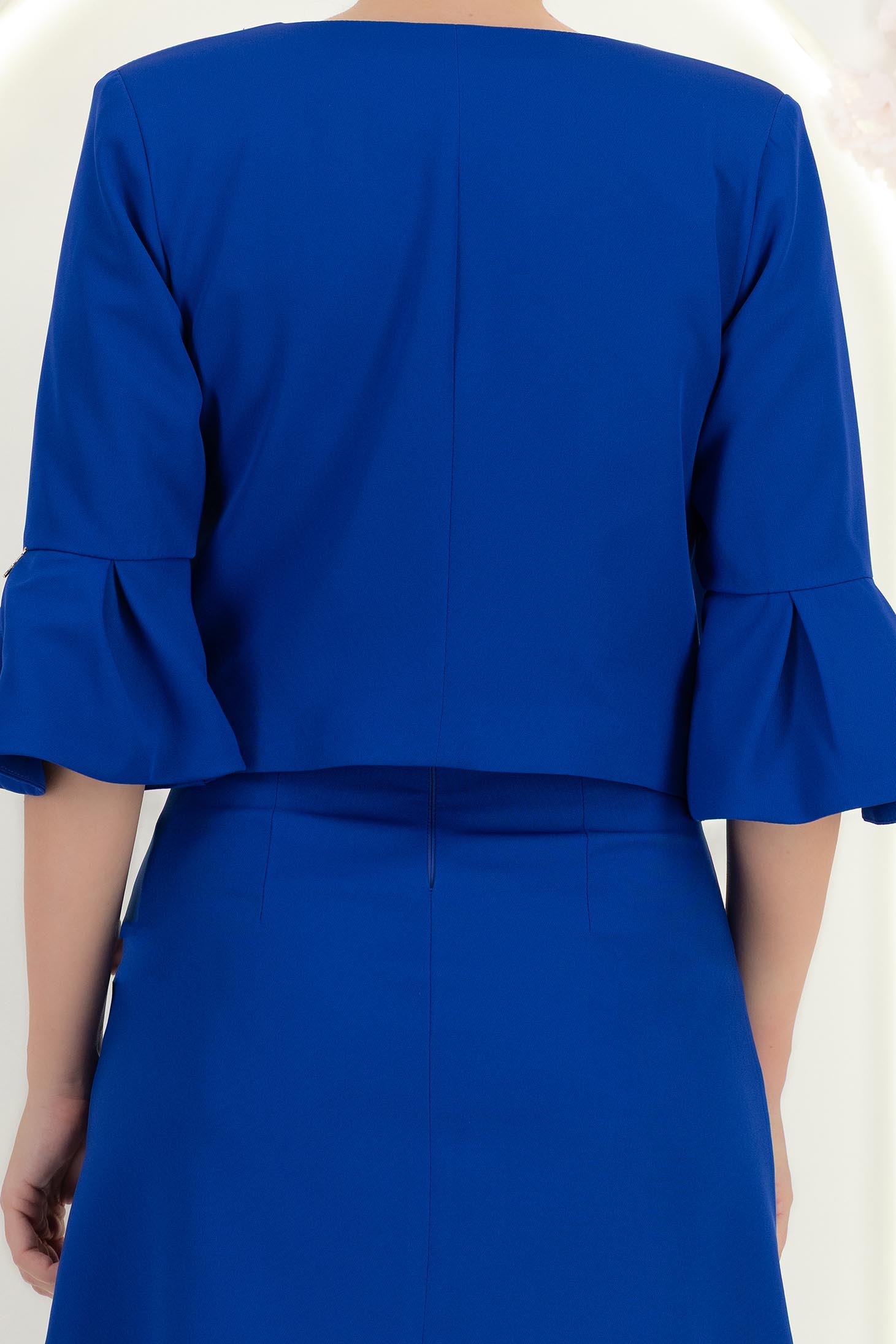 Sacou din stofa albastru cu un croi drept si mâneci tip clopot - StarShinerS 6 - StarShinerS.ro