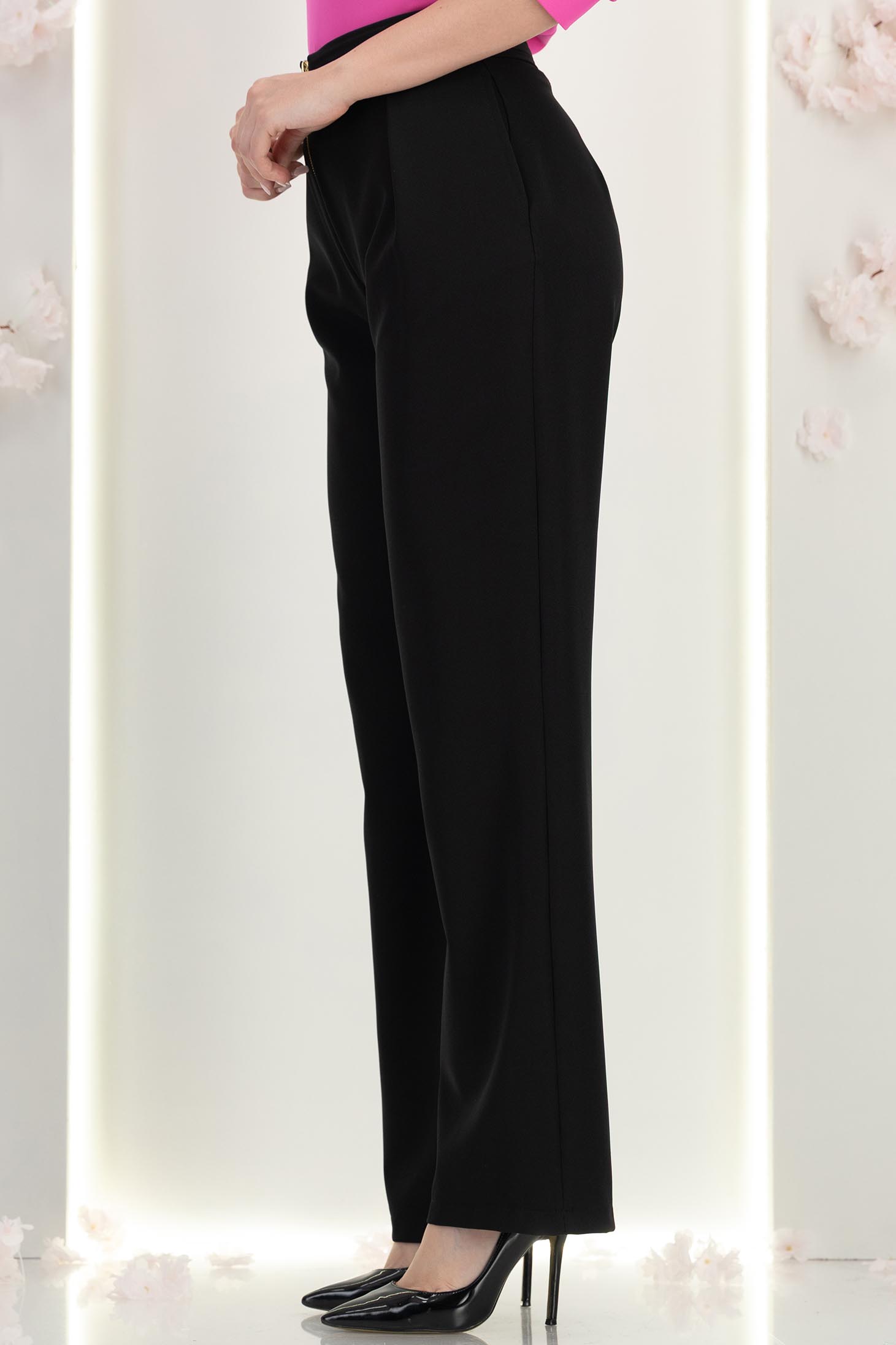 Pantaloni din stofa negri lungi drepti cu buzunare laterale- StarShinerS 3 - StarShinerS.ro