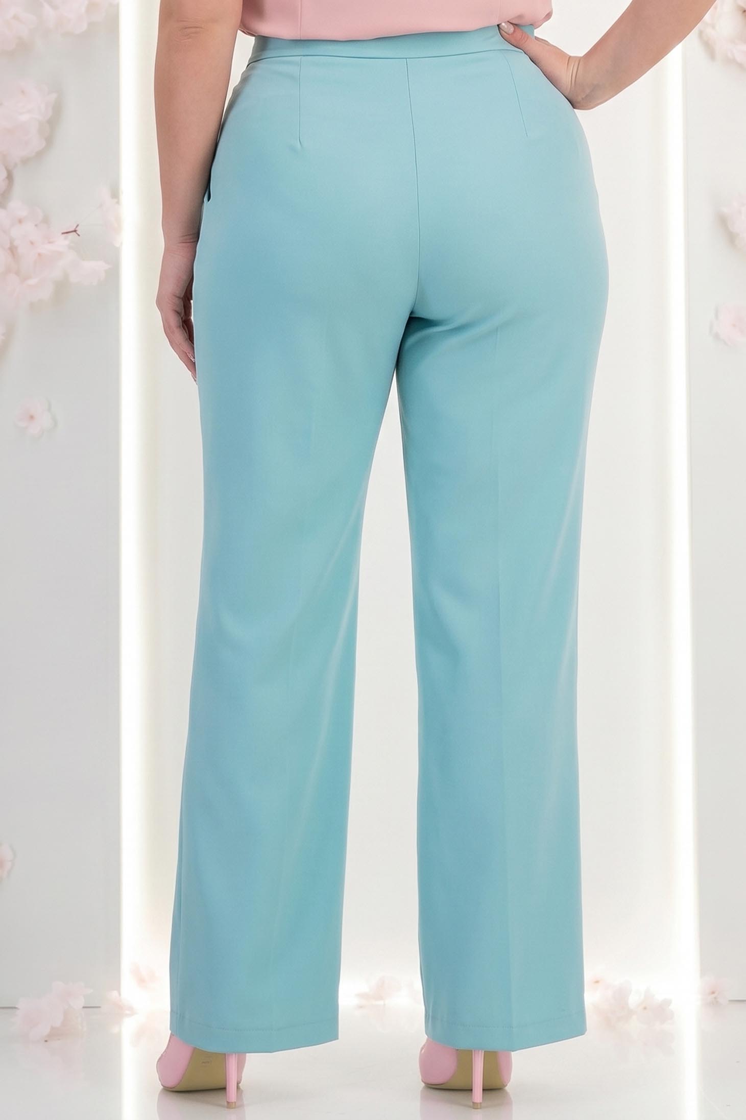 Pantaloni din stofa turcoaz lungi drepti cu buzunare laterale- StarShinerS 2 - StarShinerS.ro