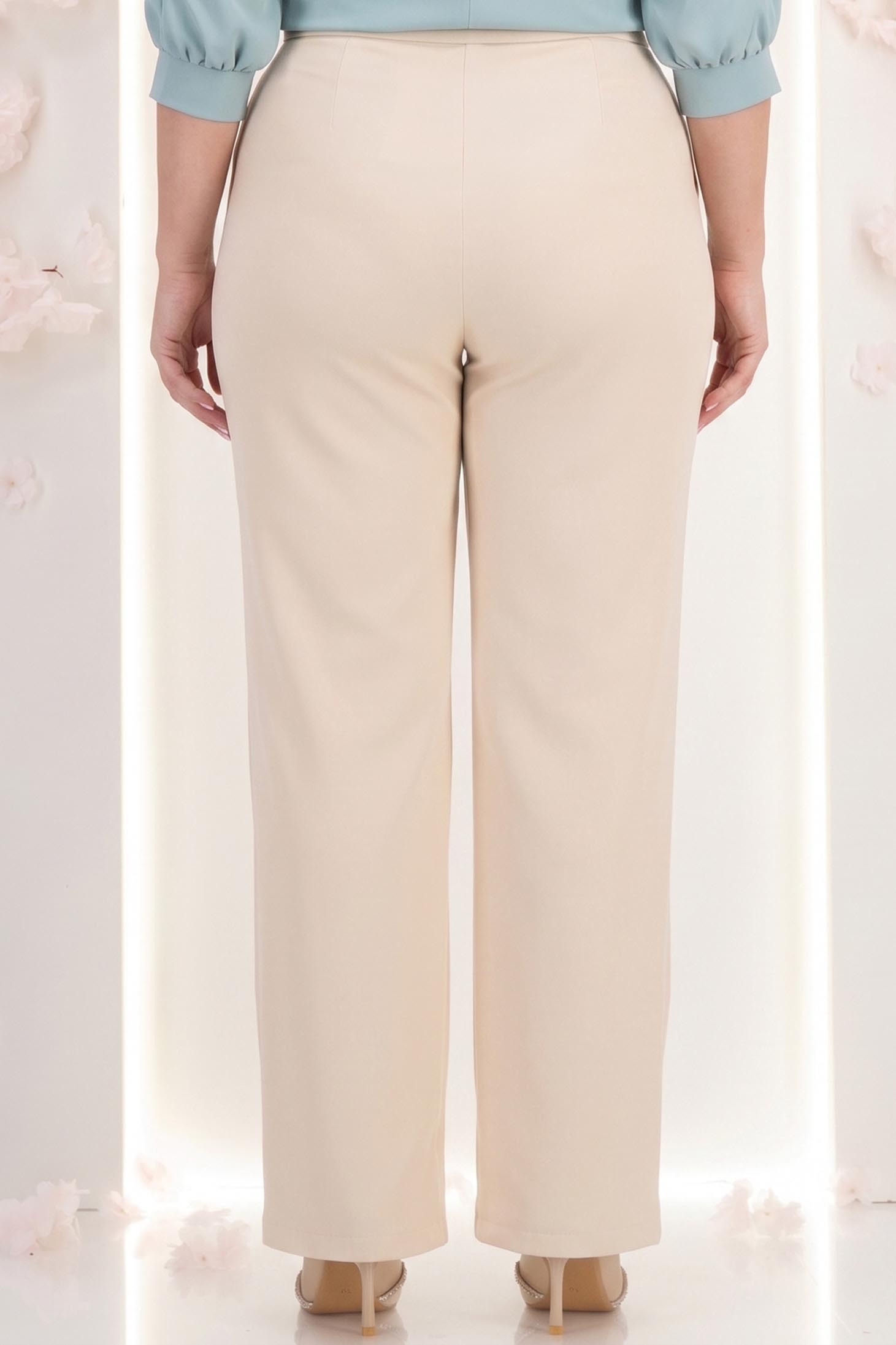 Pantaloni din stofa crem lungi drepti cu nasturi decorativi aurii- StarShinerS 2 - StarShinerS.ro