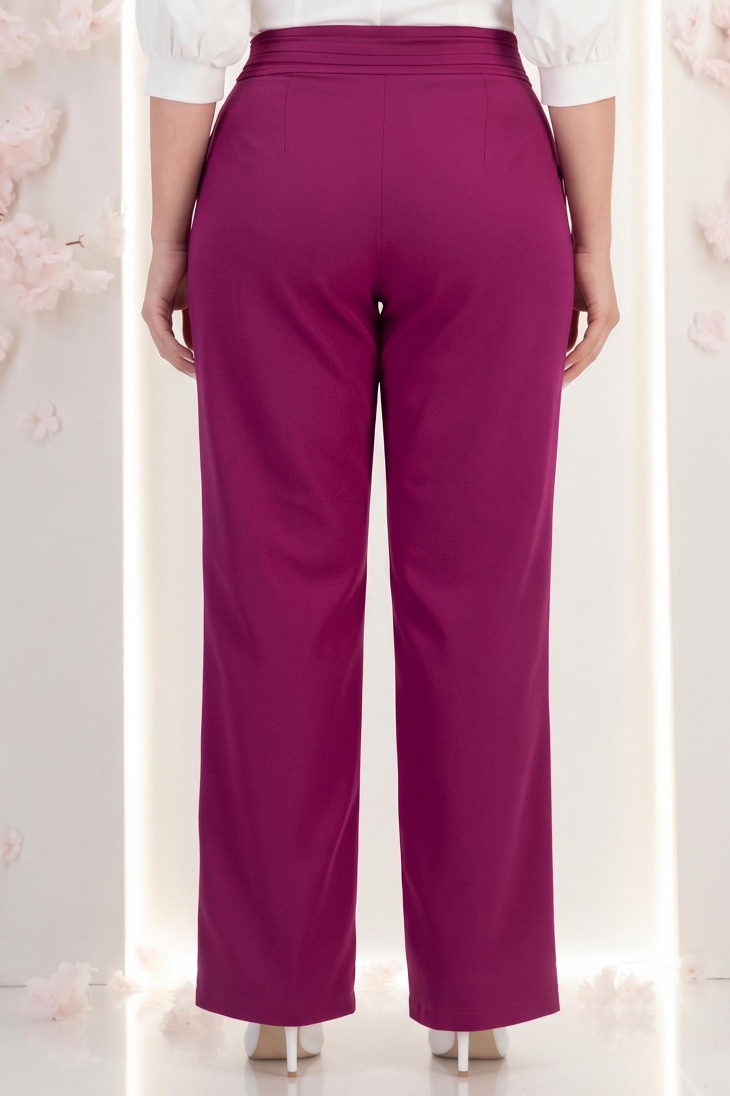 Pantaloni din stofa zmeura lungi drepti cu buzunare laterale- StarShinerS 2 - StarShinerS.ro