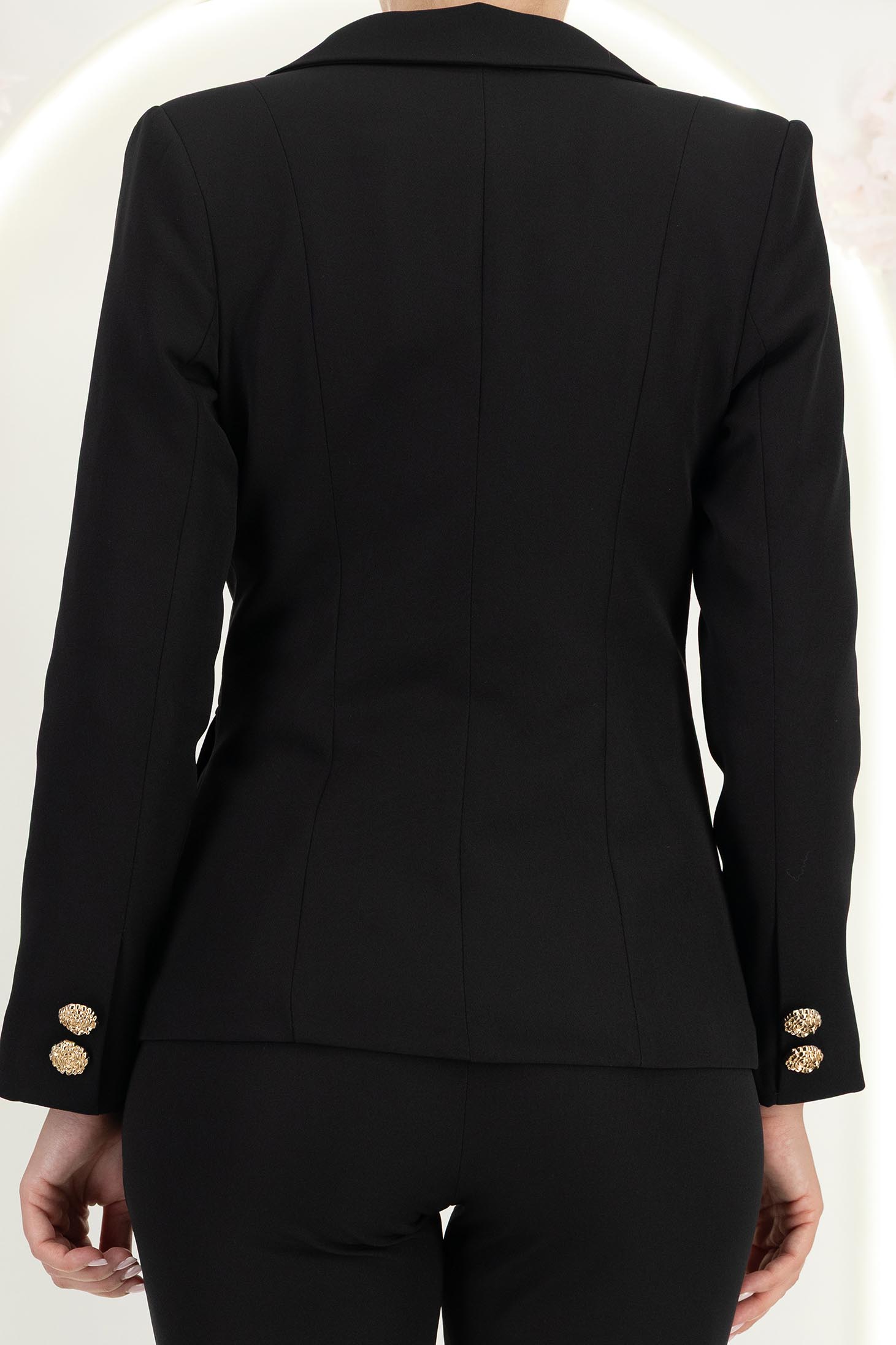 Sacou din stofa negru cu un croi cambrat si nasturi decorativi aurii- StarShinerS 7 - StarShinerS.ro