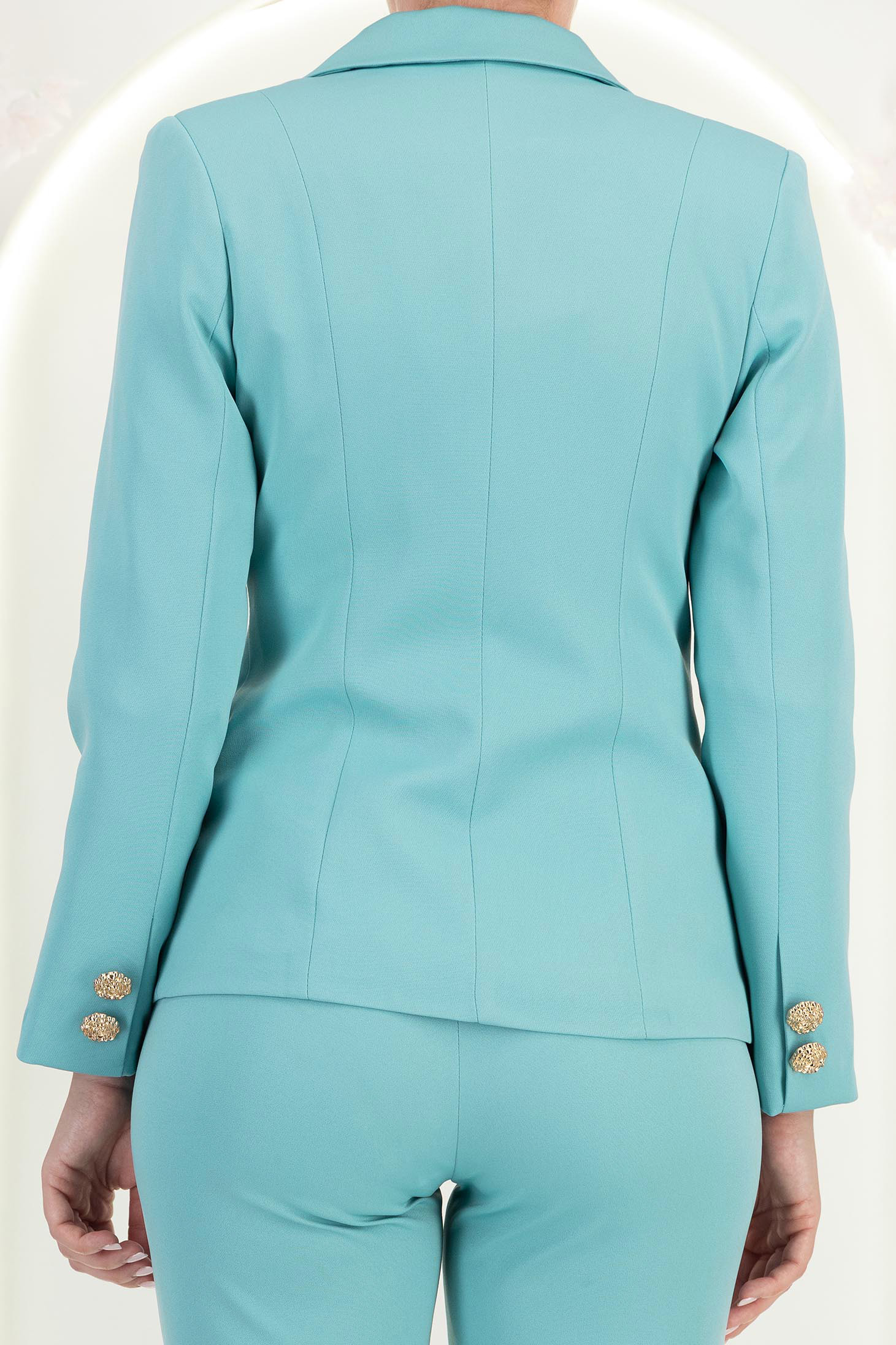 Sacou din stofa turcoaz cu un croi cambrat si nasturi decorativi aurii- StarShinerS 7 - StarShinerS.ro