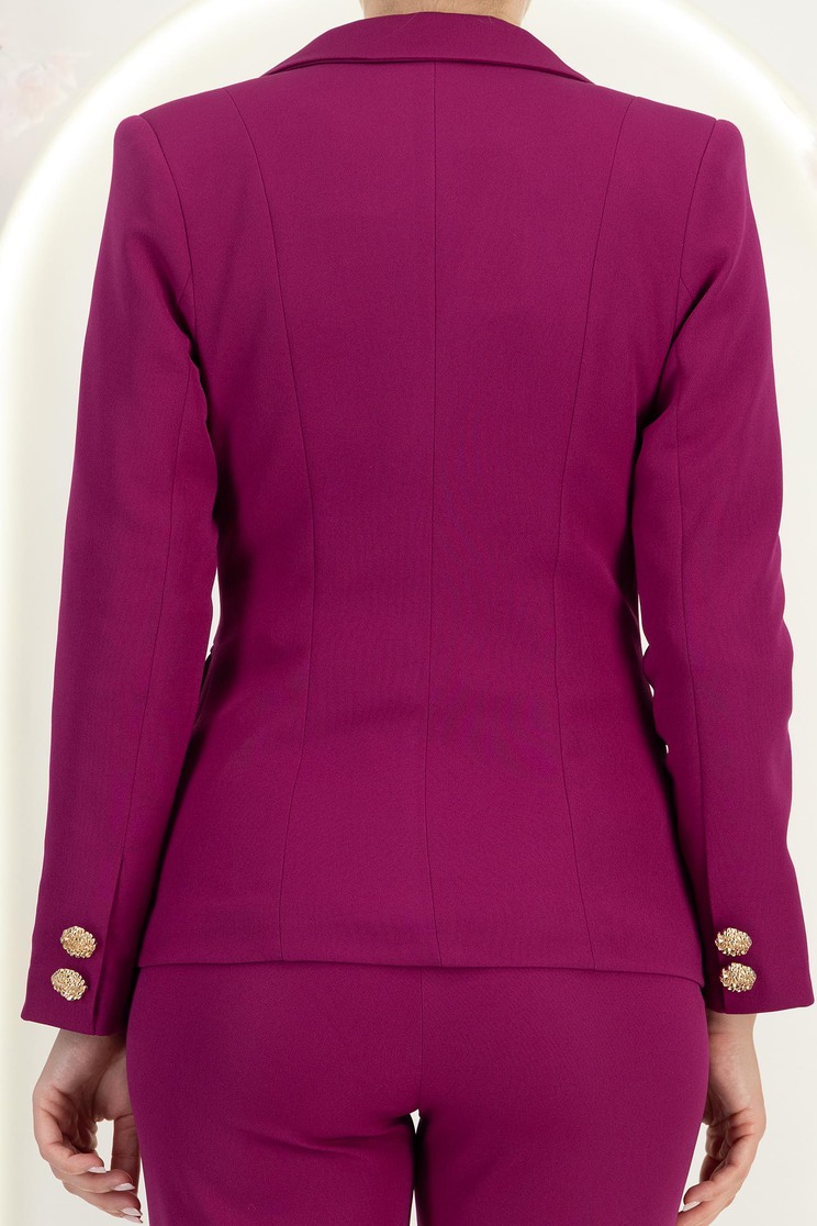 Sacou din stofa zmeura cu un croi cambrat si nasturi decorativi aurii- StarShinerS 6 - StarShinerS.ro