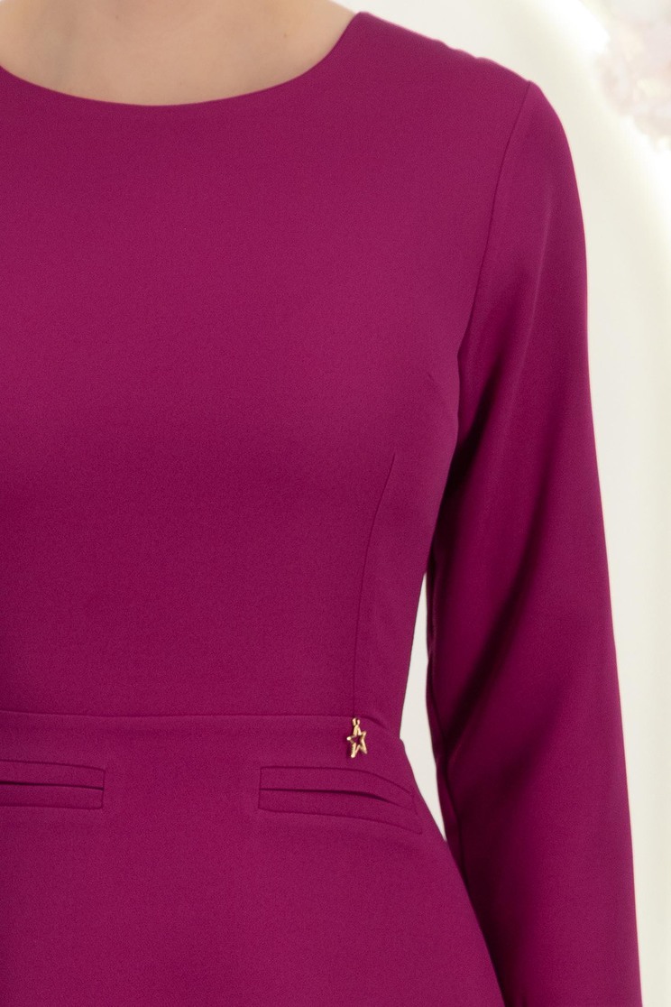 Rochie din stofa zmeura scurta in clos cu volanas la baza fustei- StarShinerS 5 - StarShinerS.ro