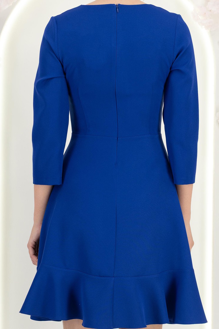 Rochie din stofa albastra scurta in clos cu volanas la baza fustei- StarShinerS 6 - StarShinerS.ro