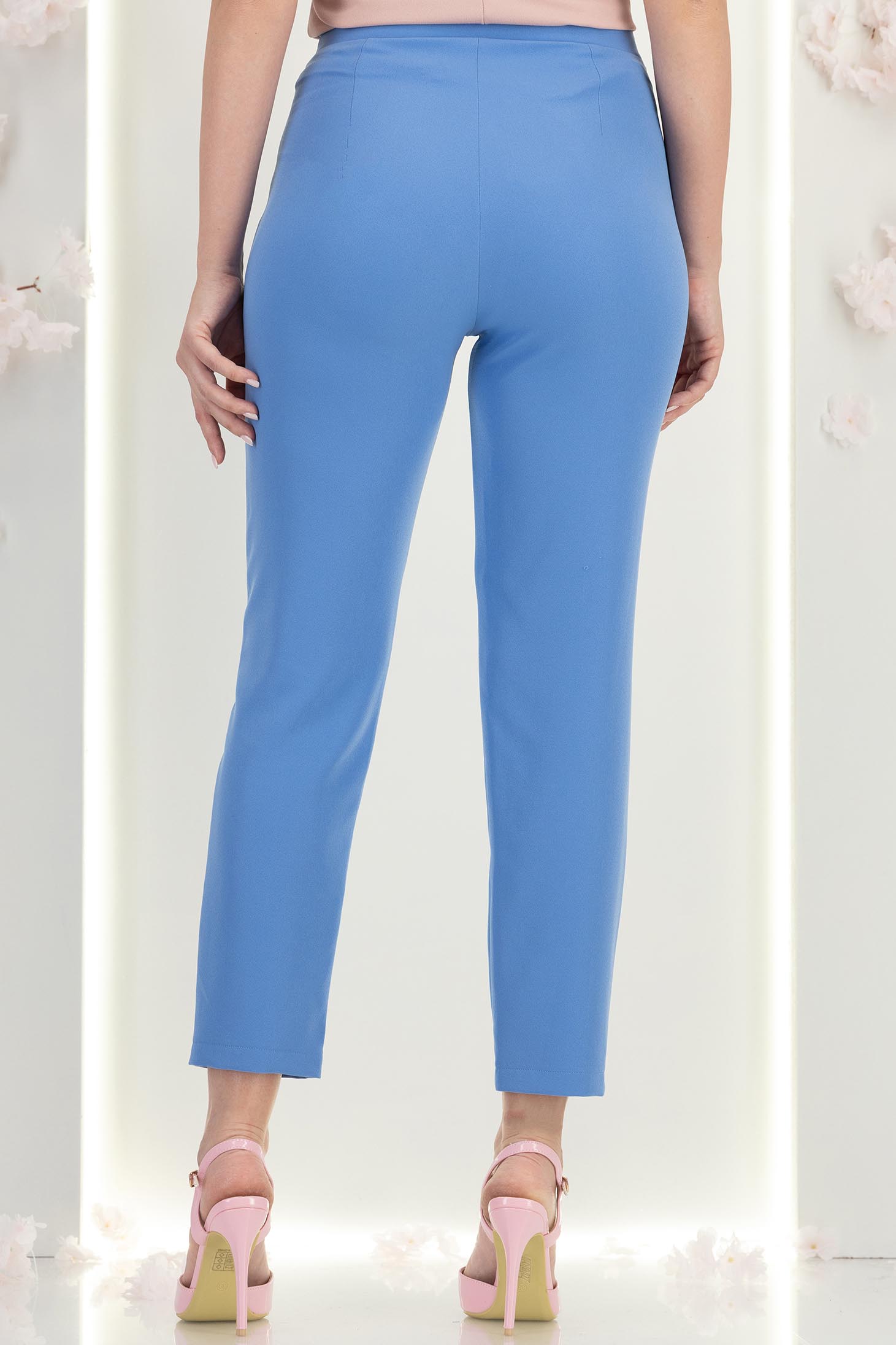 Pantaloni din stofa albastri deschis cu talie inalta conici cu buzunare false - StarShinerS 4 - StarShinerS.ro