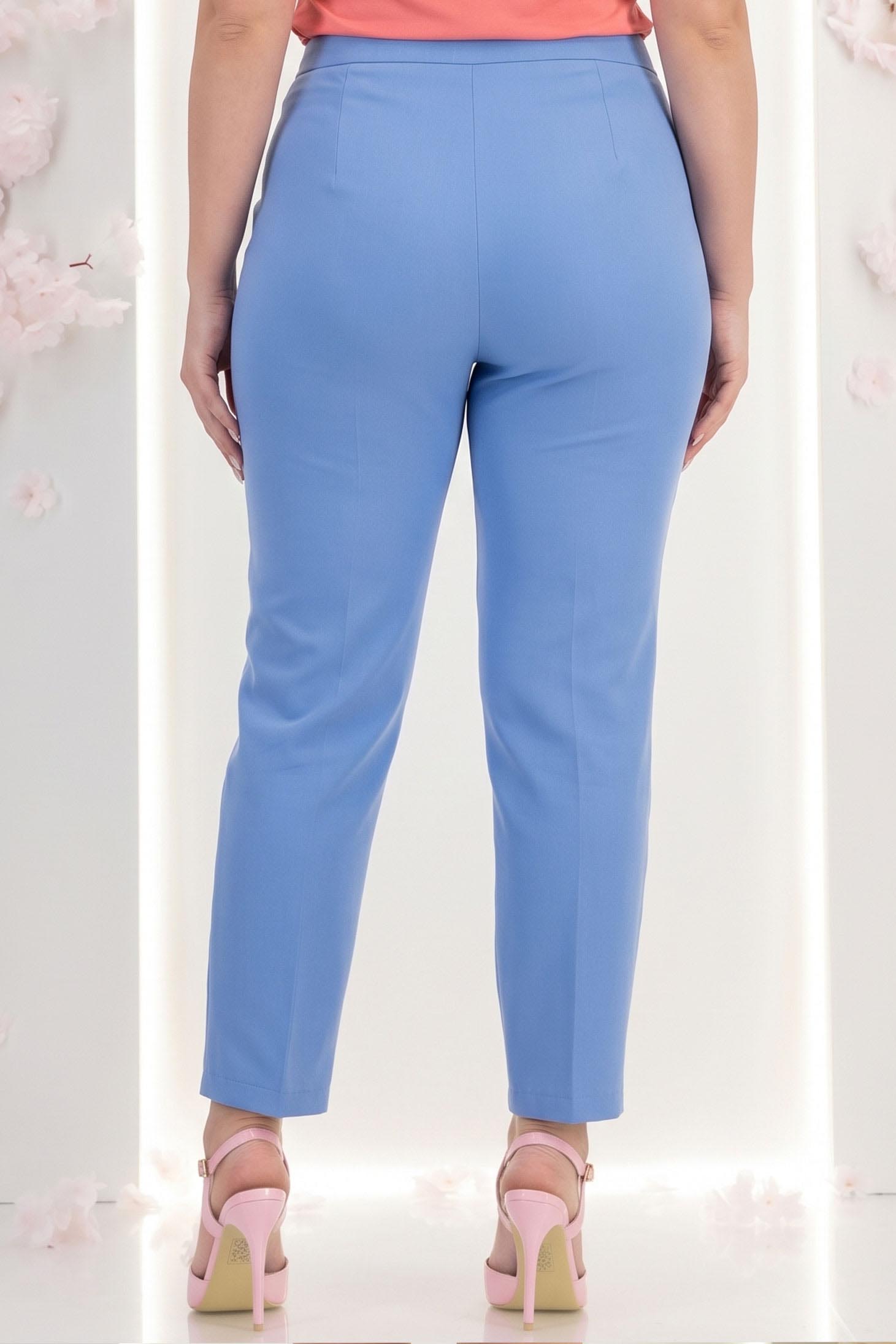 Pantaloni din stofa albastri deschis cu talie inalta conici cu buzunare false - StarShinerS 3 - StarShinerS.ro