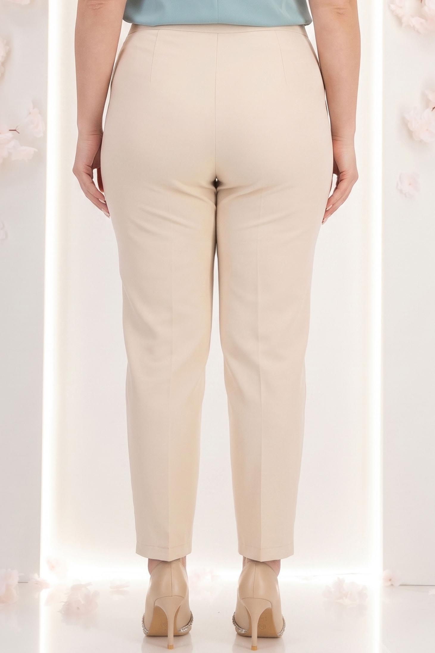 Pantaloni din stofa crem cu talie inalta conici cu buzunare false - StarShinerS 3 - StarShinerS.ro