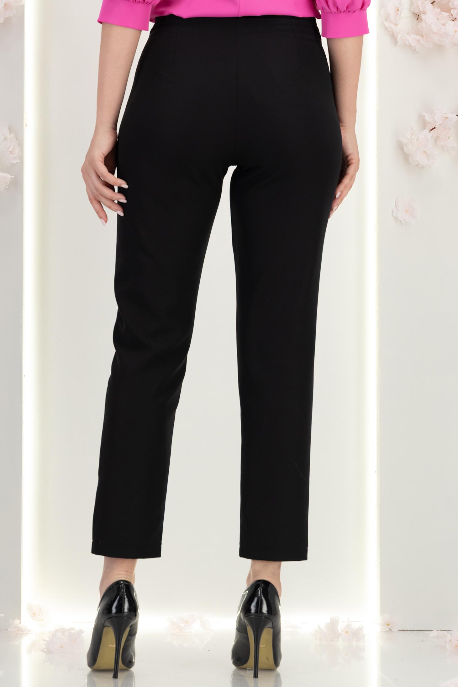 Pantaloni din stofa negri cu talie inalta conici cu buzunare false - StarShinerS 4 - StarShinerS.ro