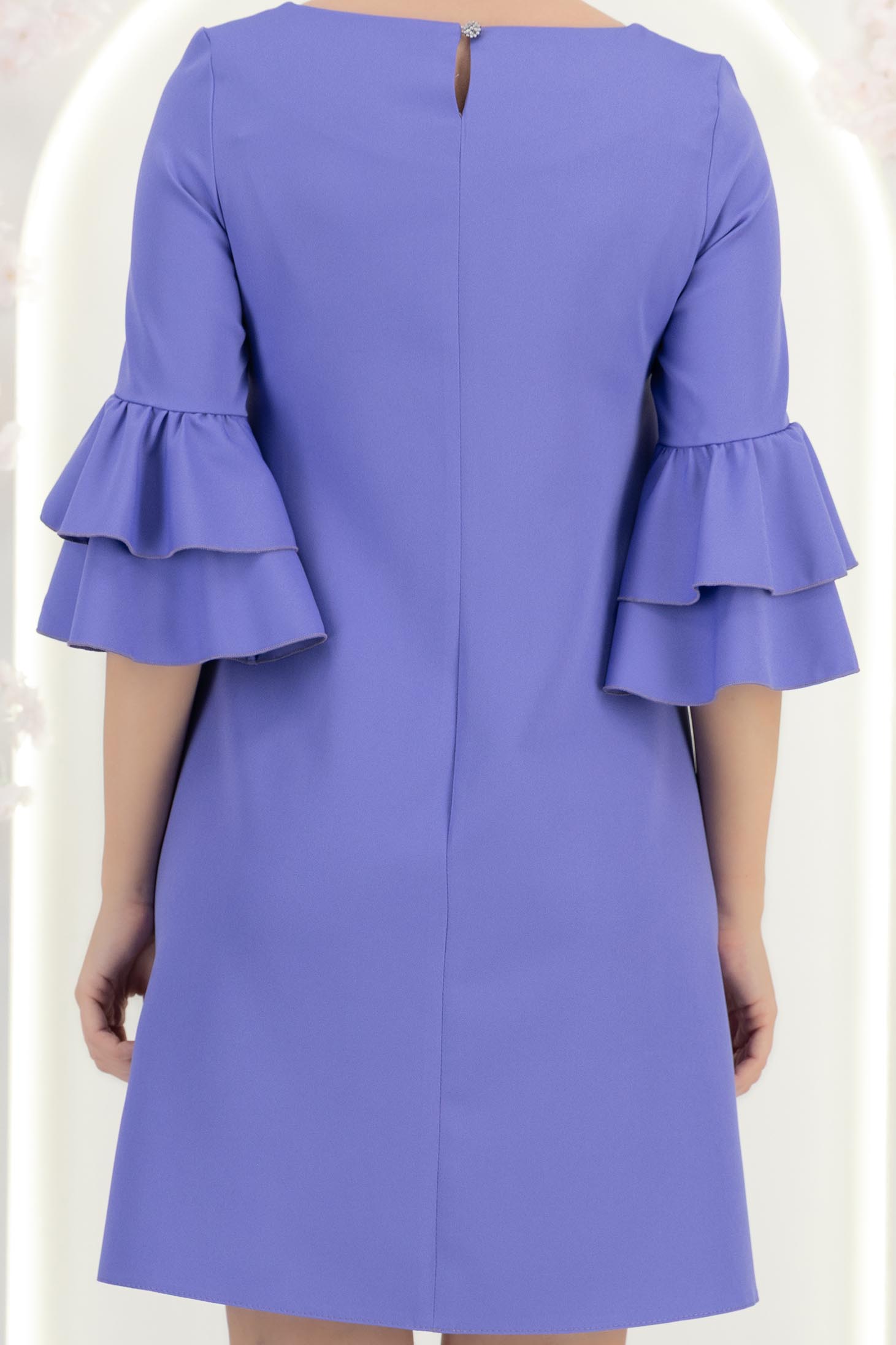 Rochie din stofa mov scurta cu croi larg si mâneci tip clopot - StarShinerS 7 - StarShinerS.ro