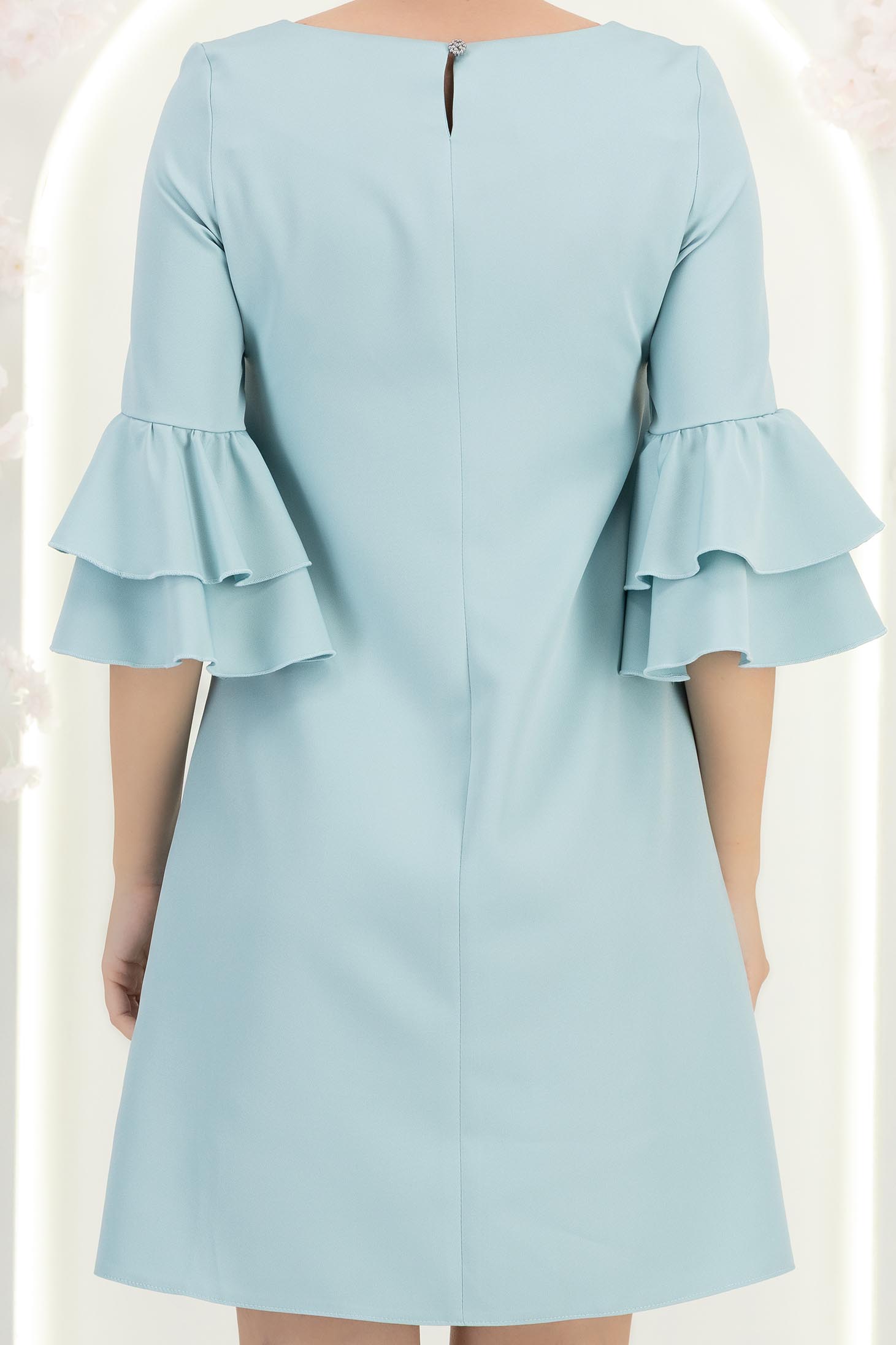 Rochie din stofa mint scurta cu croi larg si mâneci tip clopot - StarShinerS 4 - StarShinerS.ro