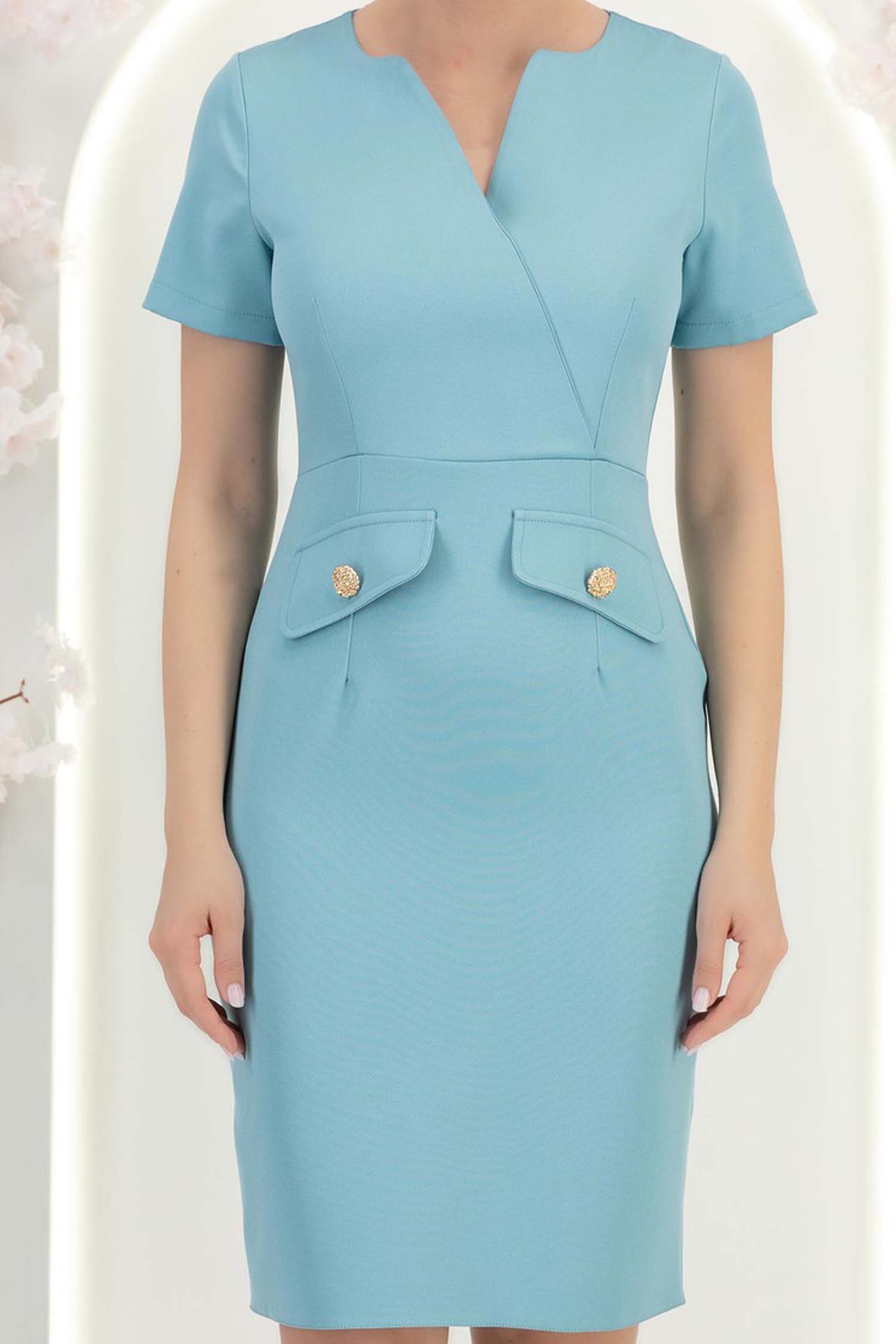 StarShinerS tyrkysová šaty typ tužky elastická látka krátký 6 - StarShinerS.cz