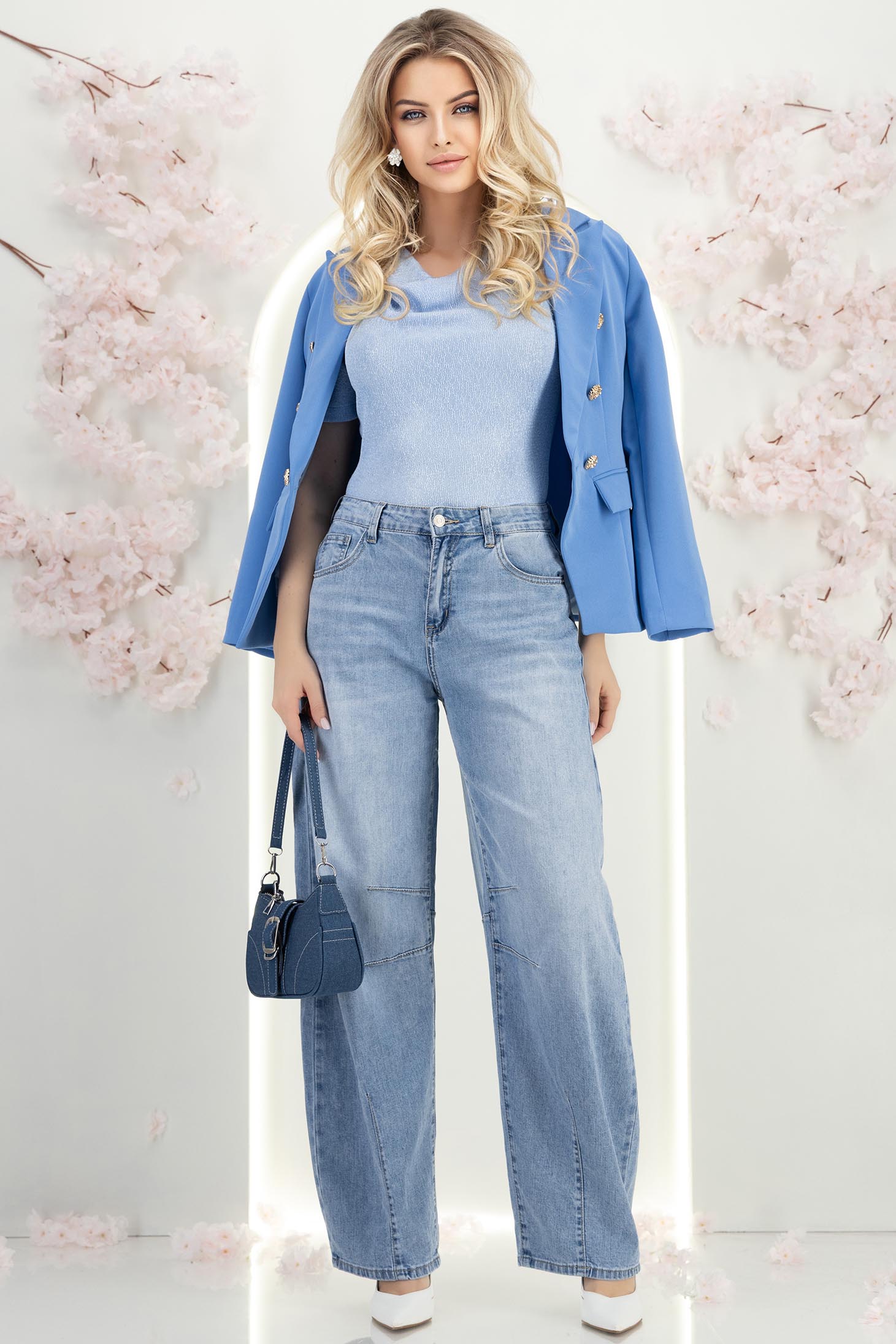 Modrá dámské džíny široké džínovina 2 - StarShinerS.cz