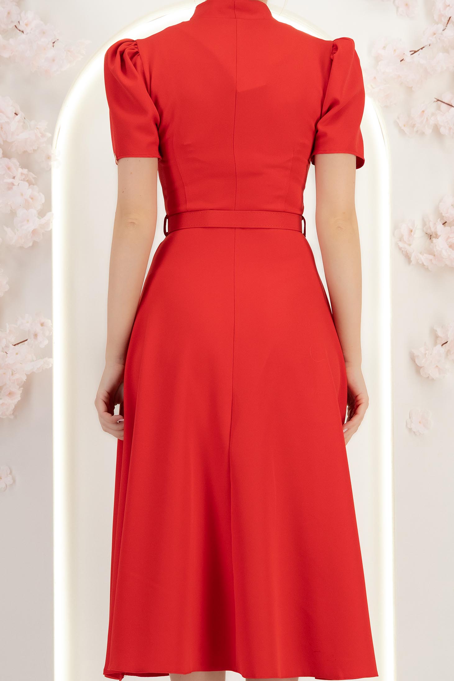 StarShinerS červená šaty zvonový skleník přes koleno elastická látka 7 - StarShinerS.cz