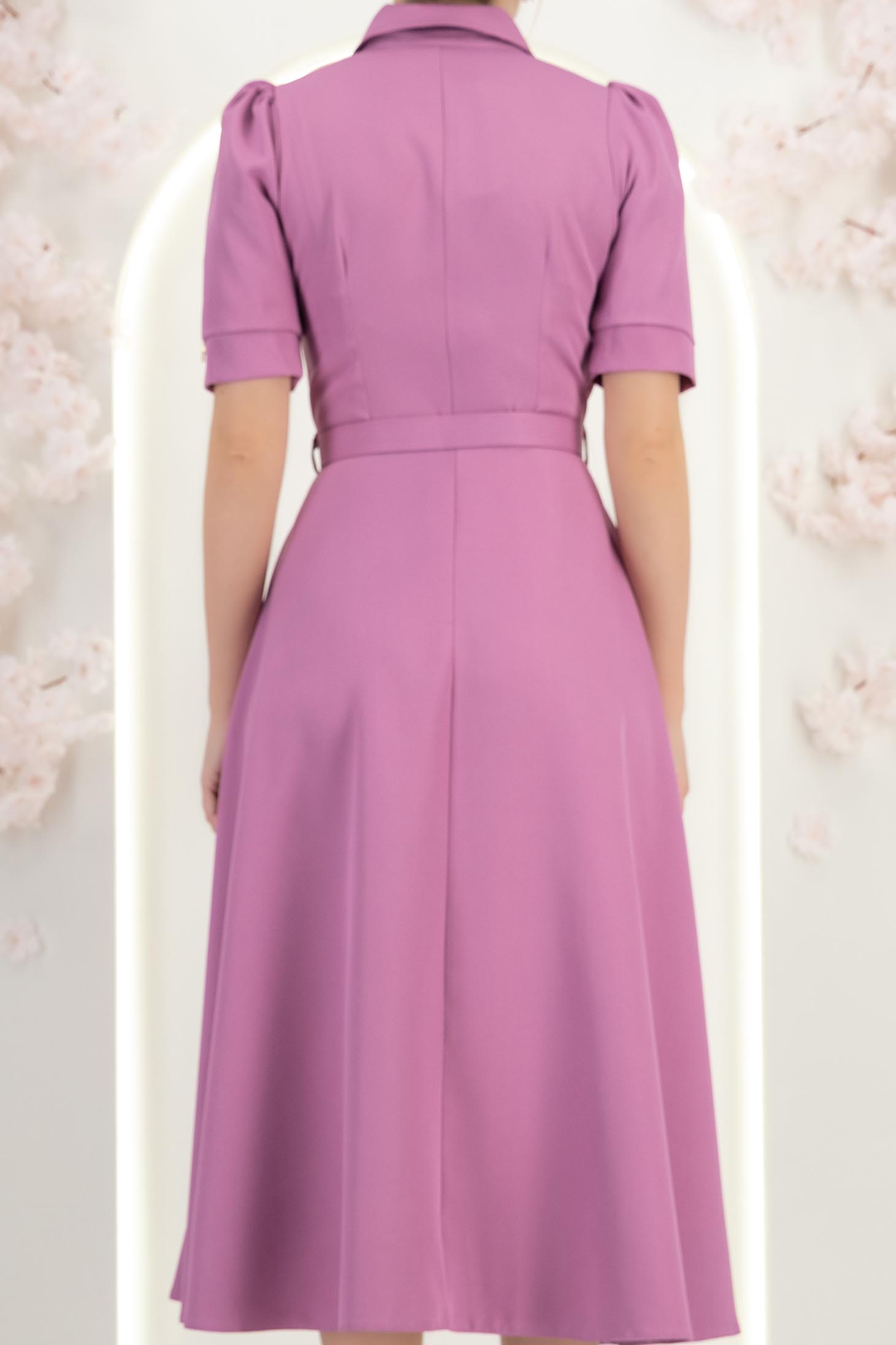 StarShinerS fialová šaty elastická látka zvonový skleník přes koleno 7 - StarShinerS.cz