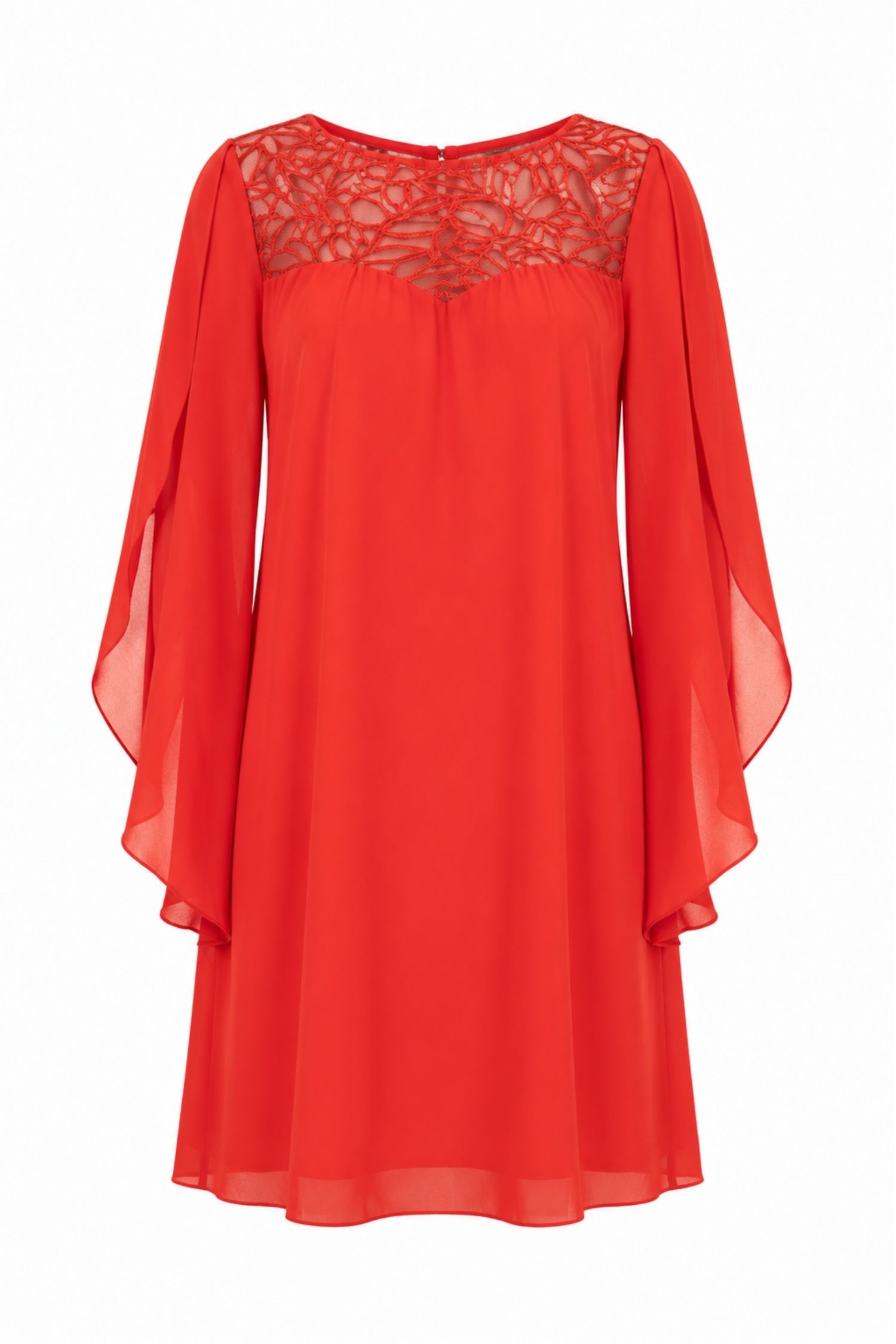 Rochie din voal si paiete rosie scurta cu croi larg- StarShinerS 4 - StarShinerS.ro