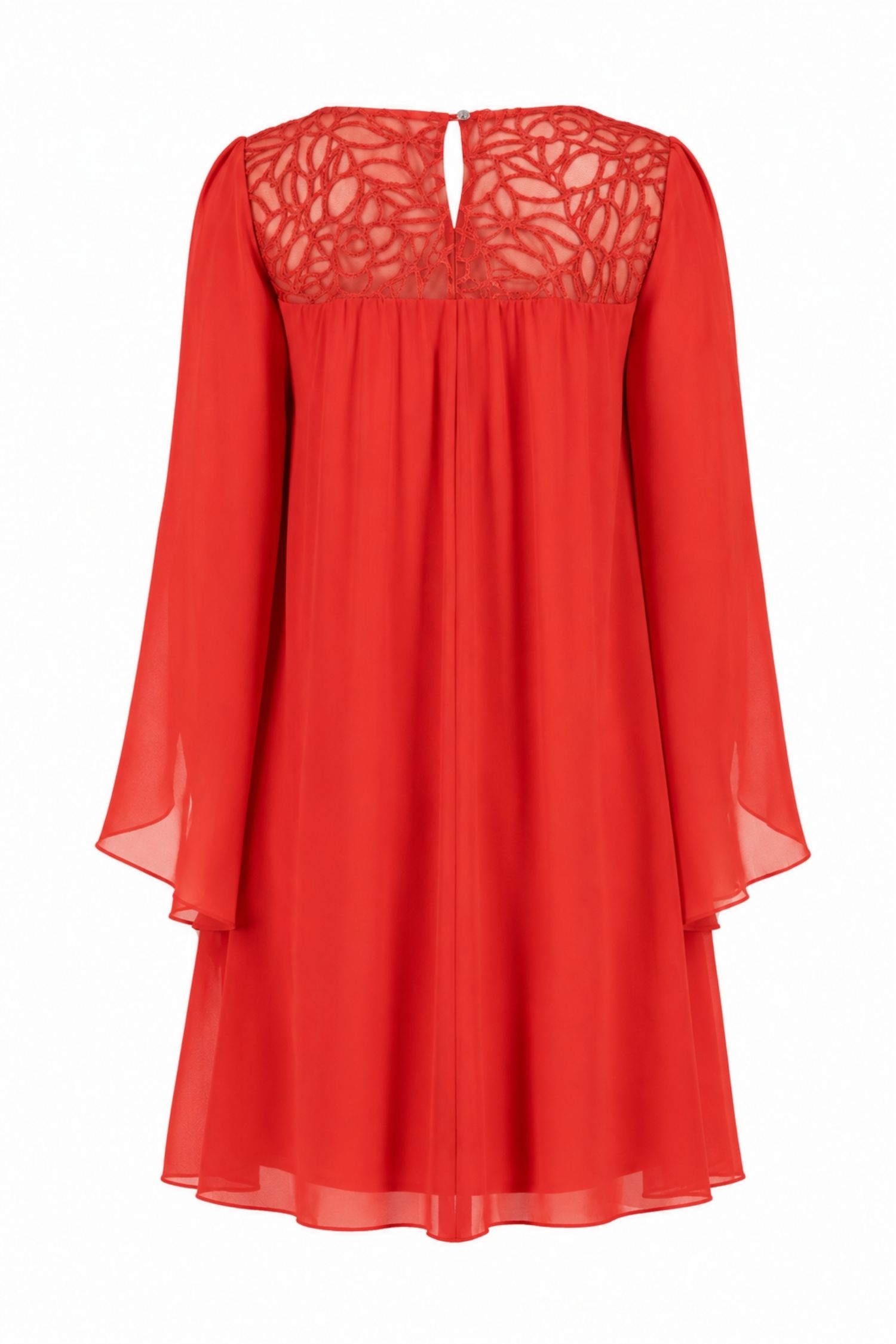 Rochie din voal si paiete rosie scurta cu croi larg- StarShinerS 5 - StarShinerS.ro