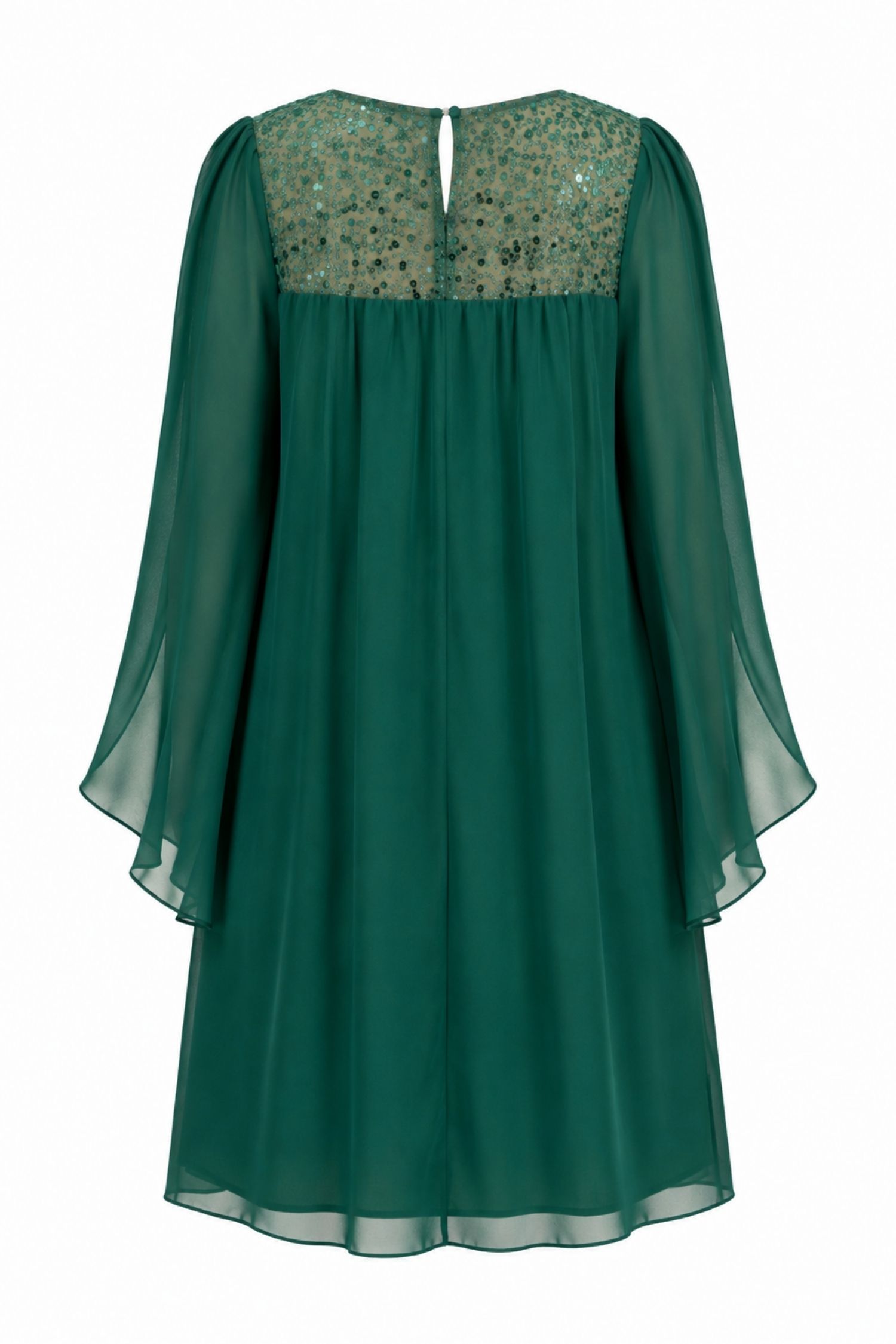 Rochie din voal si paiete verde scurta cu croi larg- StarShinerS 5 - StarShinerS.ro