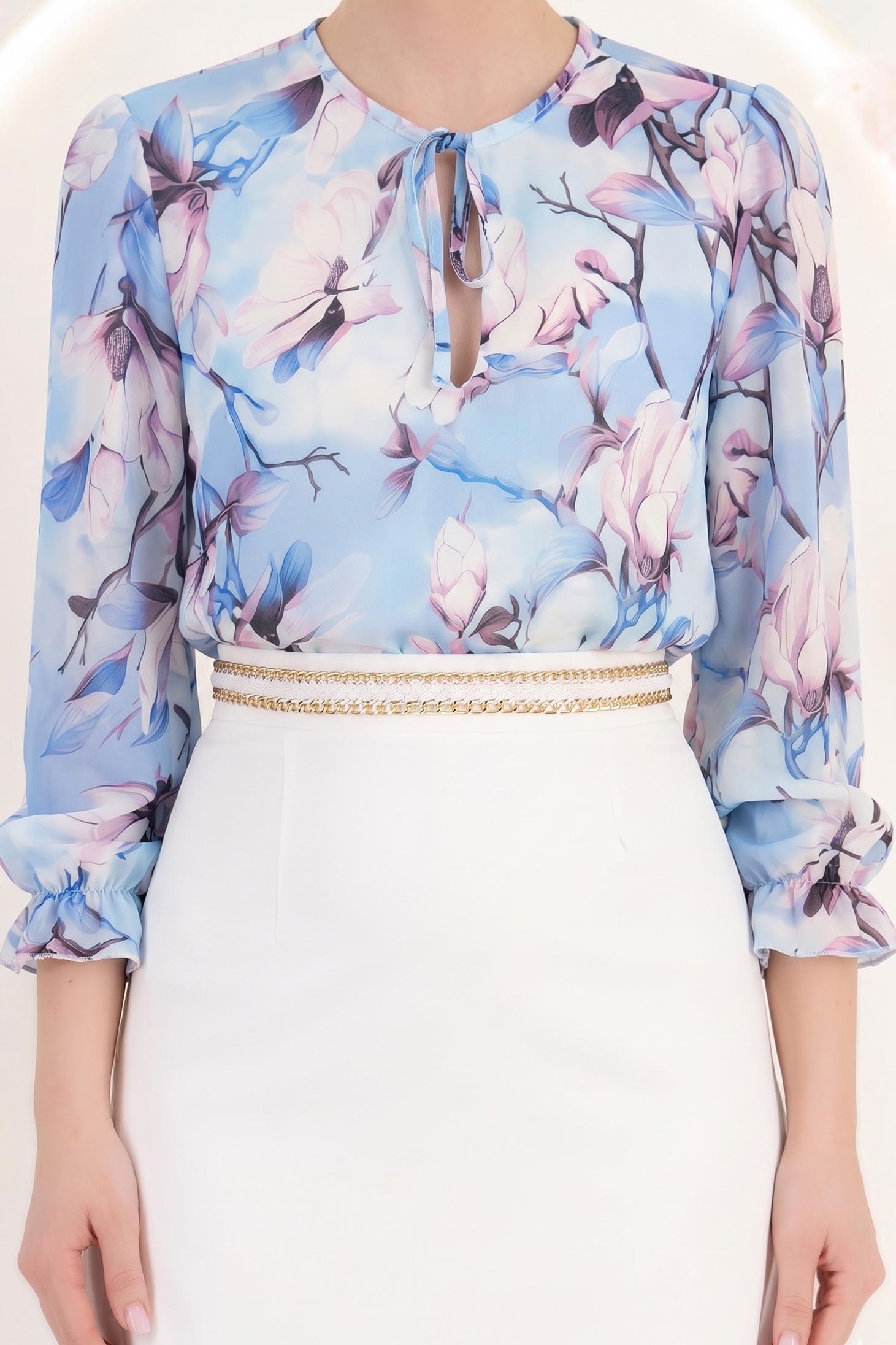 Bluza din viscoza albastru deschis cu croi larg si volanase la maneca - StarShinerS 5 - StarShinerS.ro