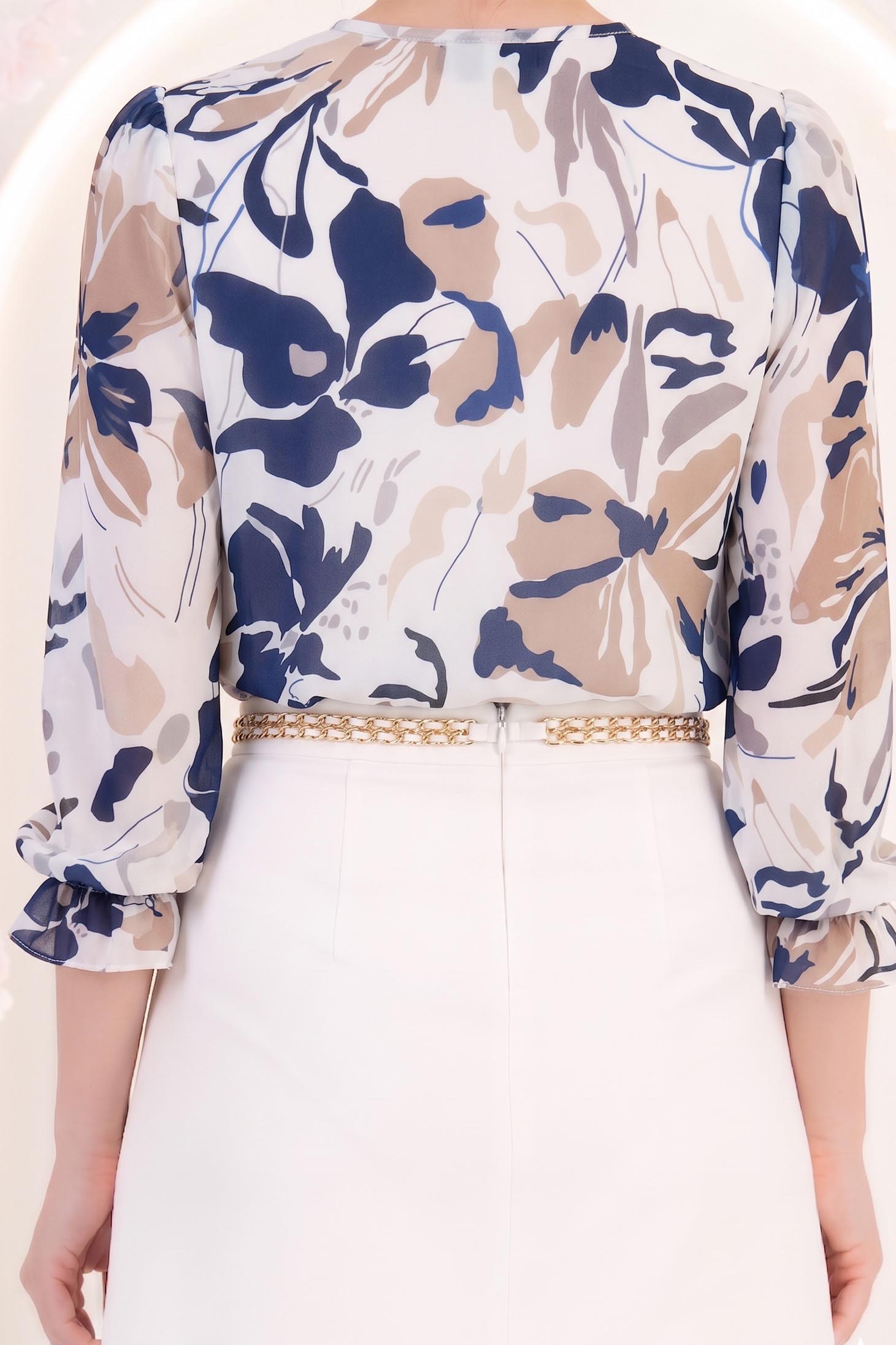 Bluza din viscoza maro cu croi larg si volanase la maneca - StarShinerS 4 - StarShinerS.ro