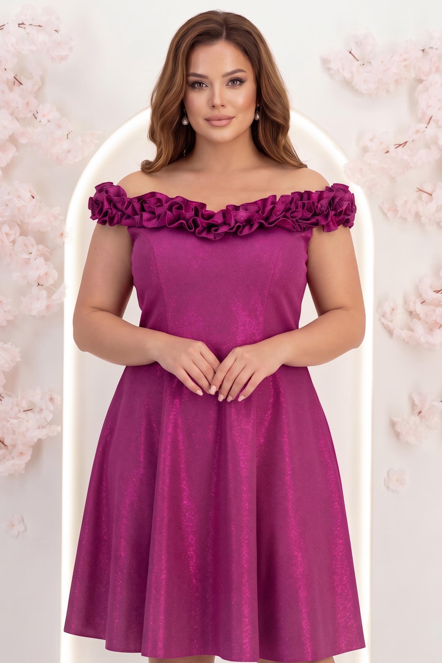 Rochie scurta cu sclipici in clos cu volanase - StarShinerS 1 - StarShinerS.ro