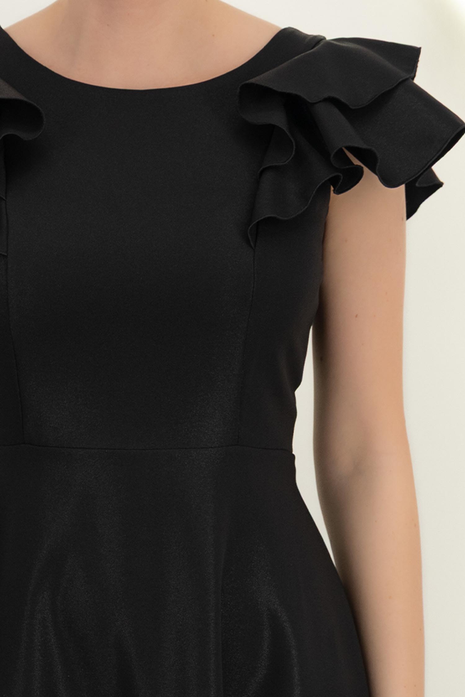Rochie neagra cu sclipici midi in clos cu volanase - StarShinerS 5 - StarShinerS.ro