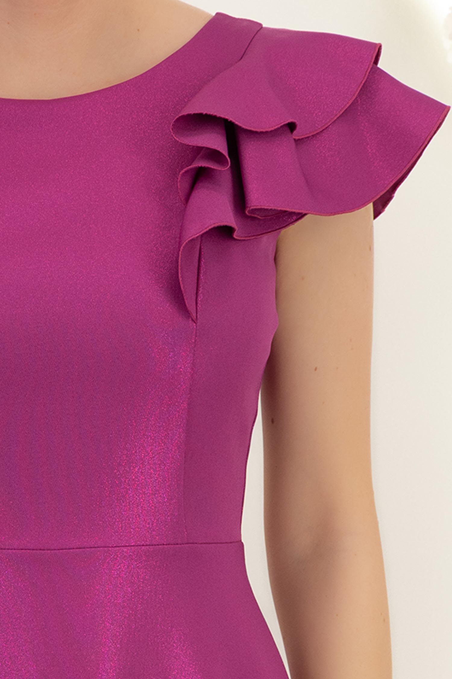 Rochie zmeura cu sclipici midi in clos cu volanase - StarShinerS 5 - StarShinerS.ro
