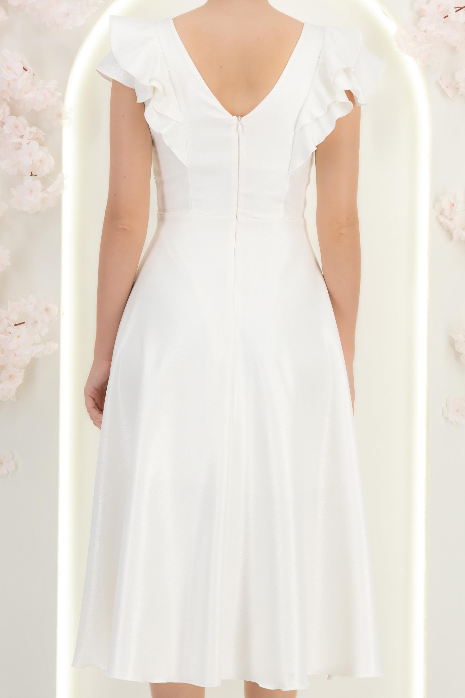 Rochie ivoire cu sclipici midi in clos cu volanase - StarShinerS 7 - StarShinerS.ro