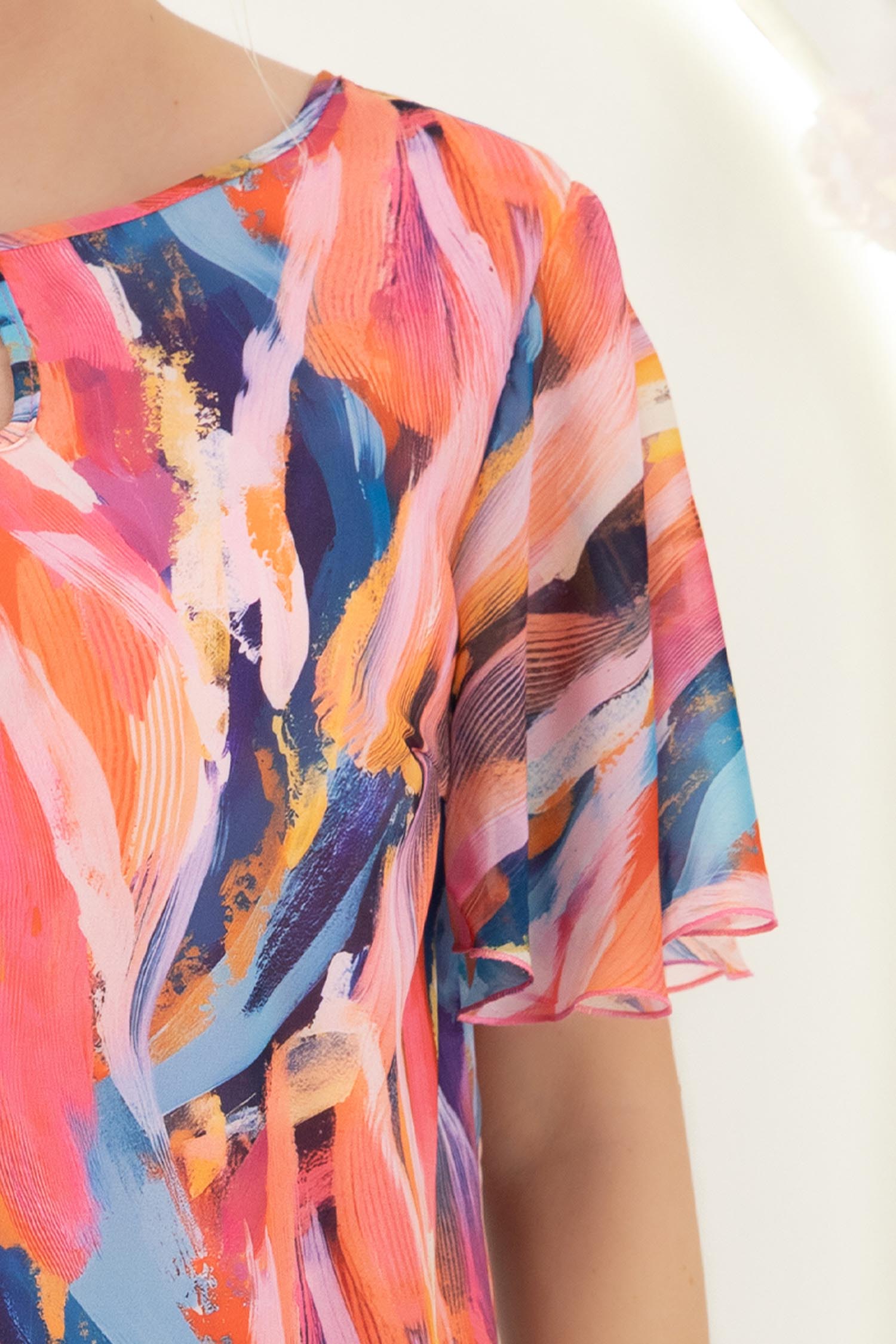 Bluza dama din voal roz cu croi larg si imprimeu - StarShinerS 4 - StarShinerS.ro